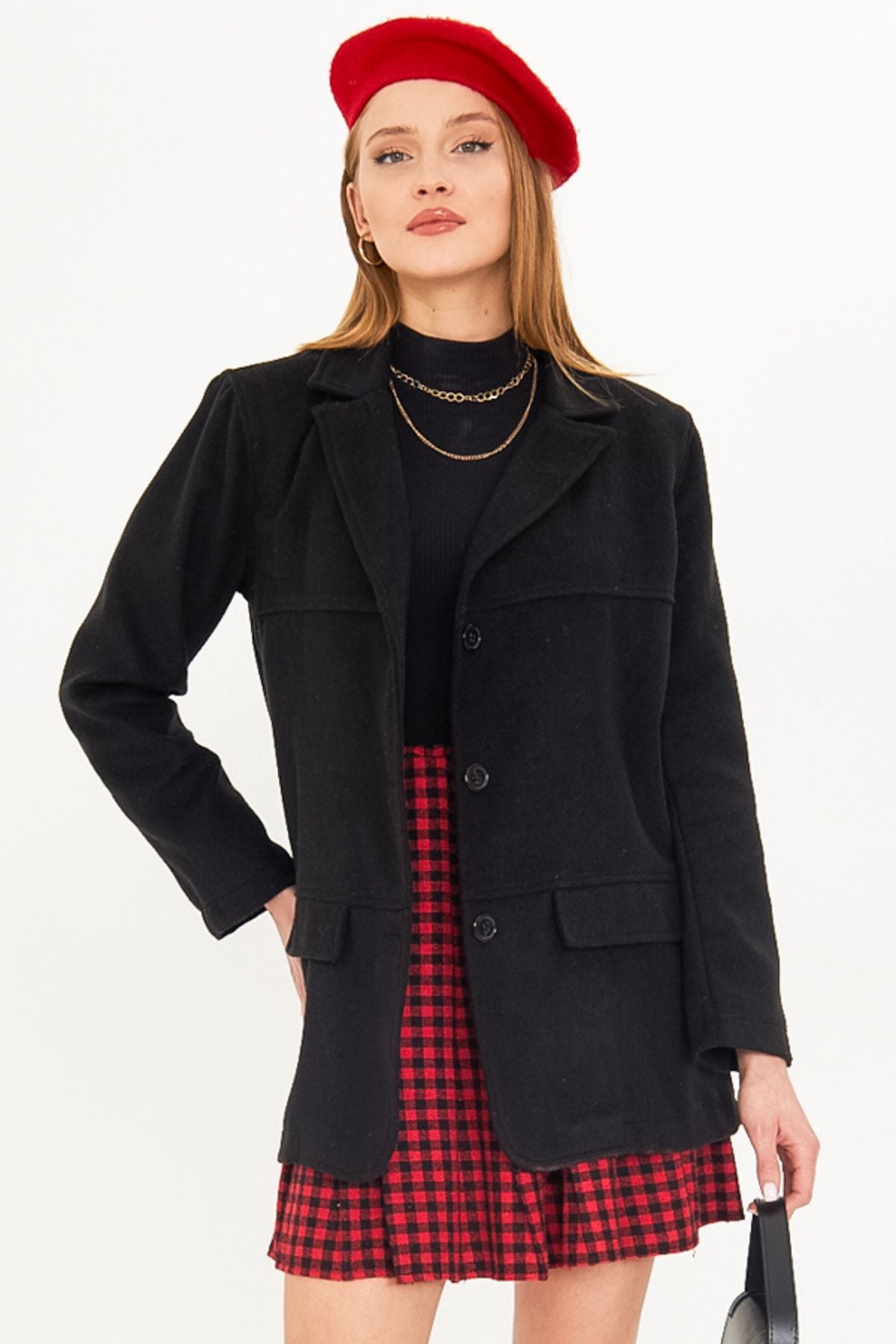 Female Black Men's Collar Cep Caple Oversize Stamp Jacket ARM-25K001107