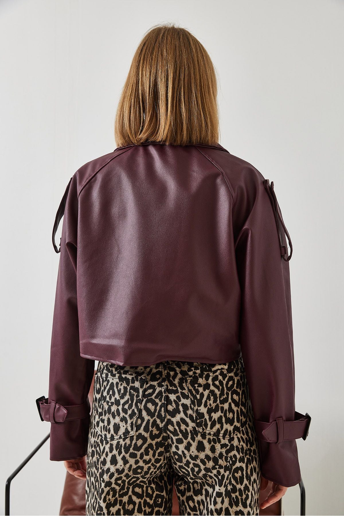Female Aller Detail Crop Leather Jacket 2607 60351263