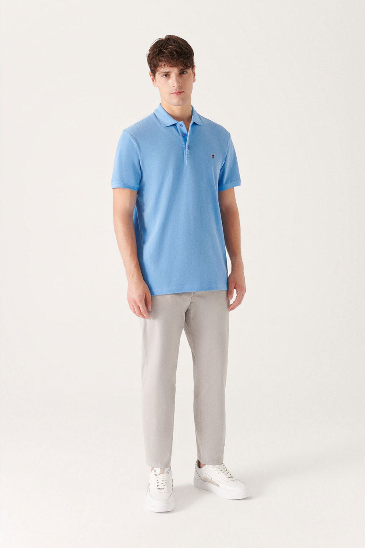 Men's blue 100 %cotton cool Polo Yaka T-shirt E001004
