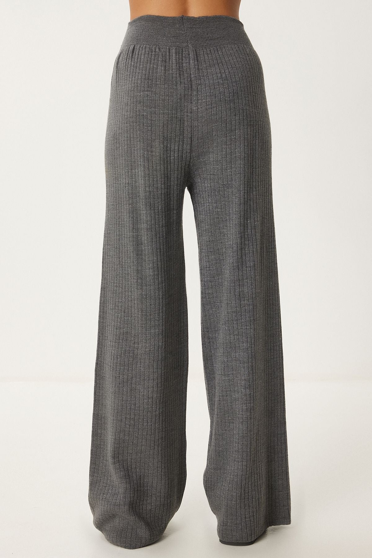 Woman anthracite wick knitwear pants ki00096