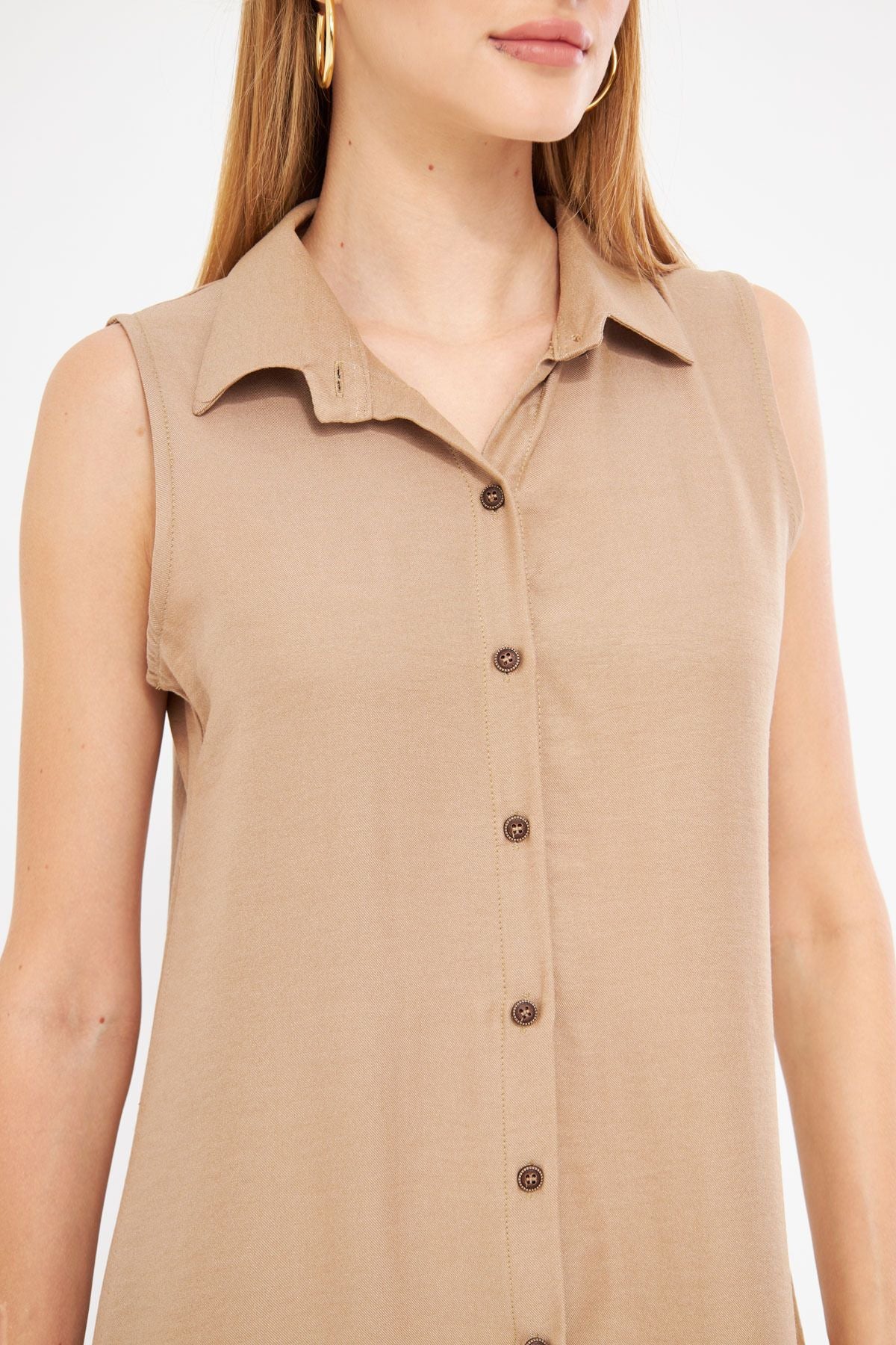 Female mink collar buttoned dress ARM-17Y00028