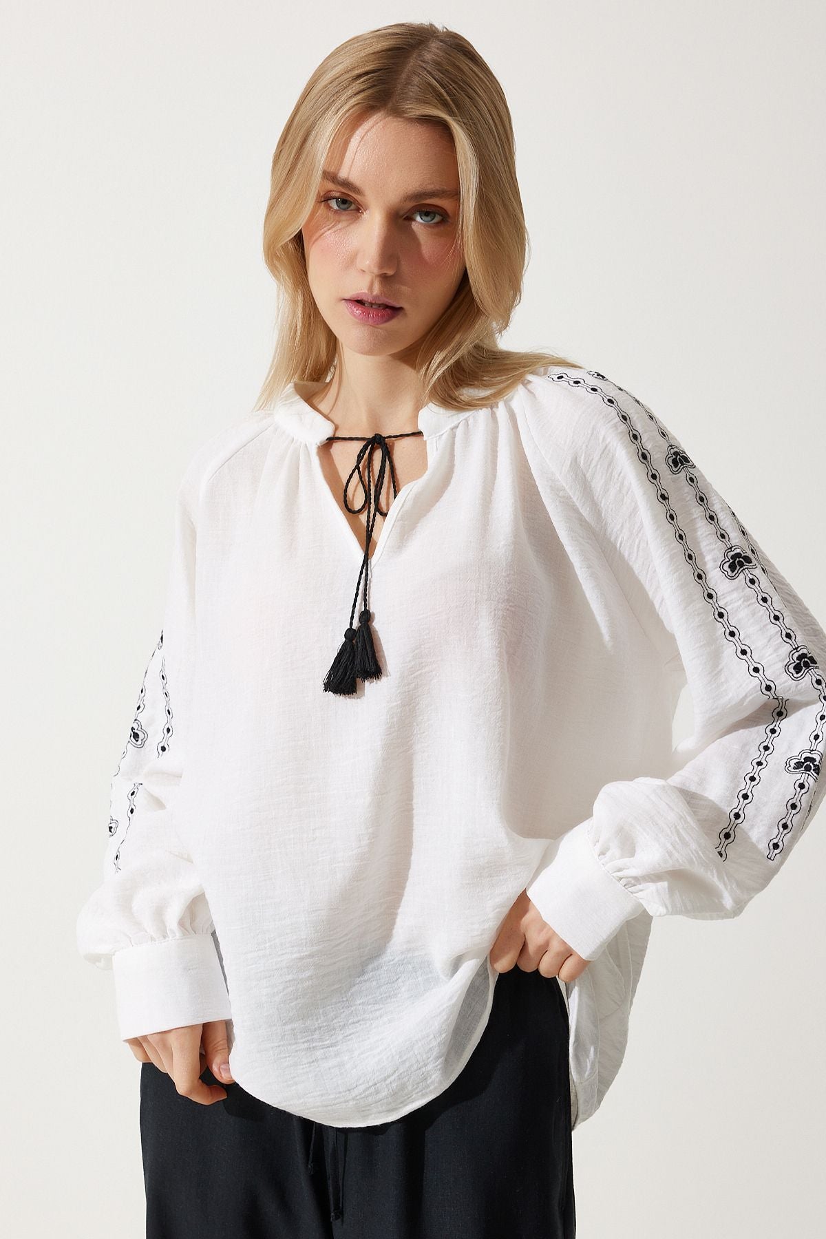 Female Ecru Embroidery Oversize