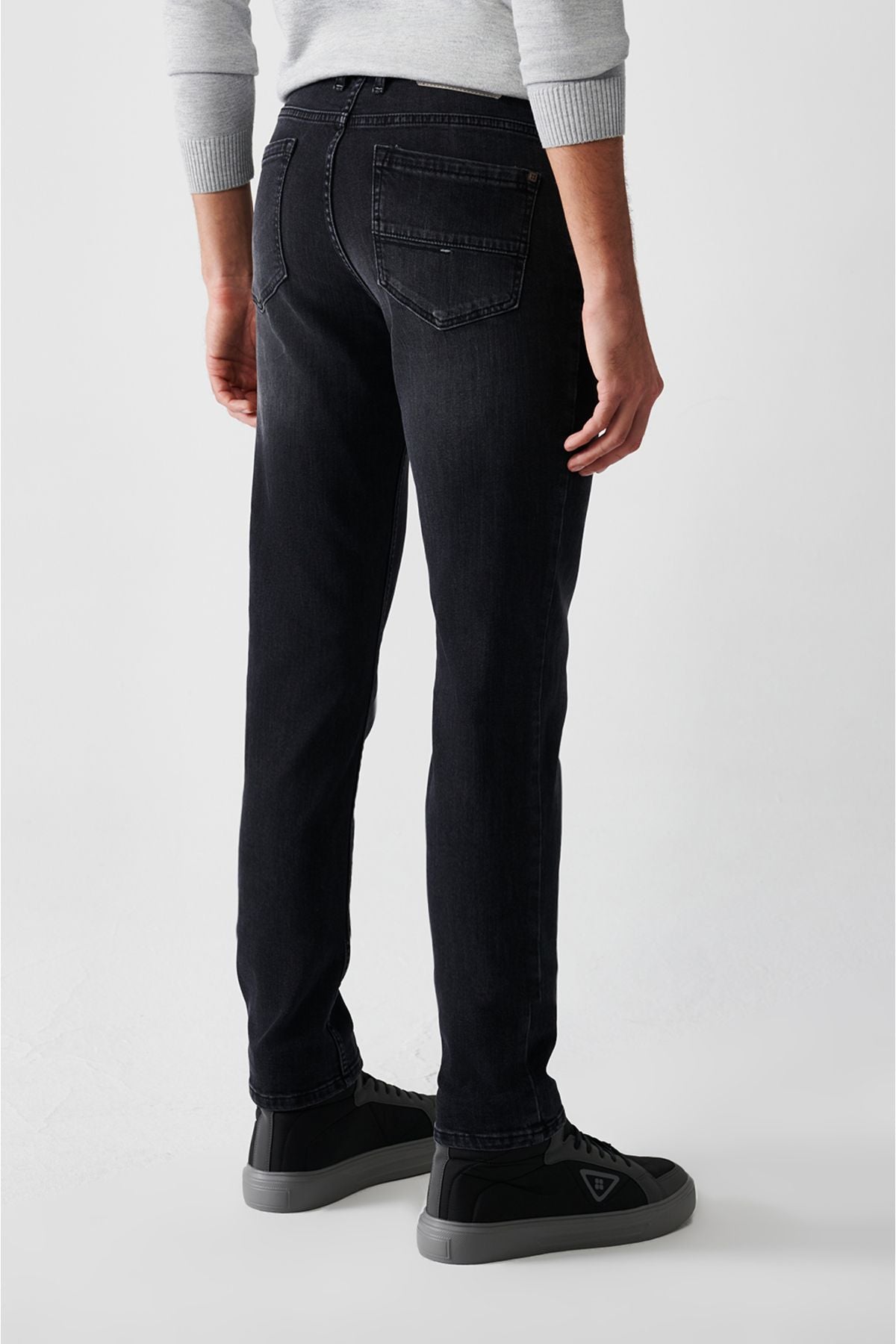 Men's anthracite Washing Cotton Flexible Jean Trousers B003519