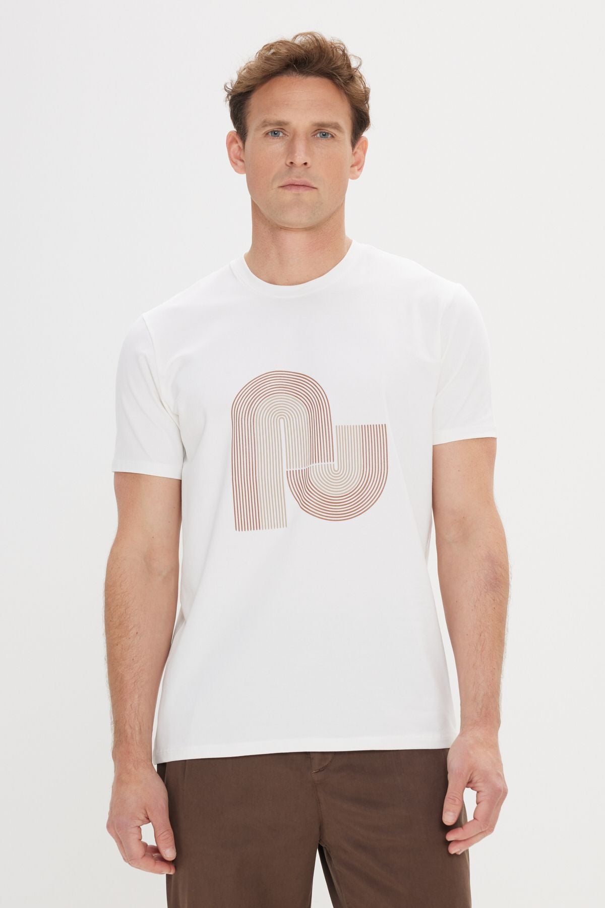 Slim fit narrow cut cotton flexible printed bicycle collar t -shirt