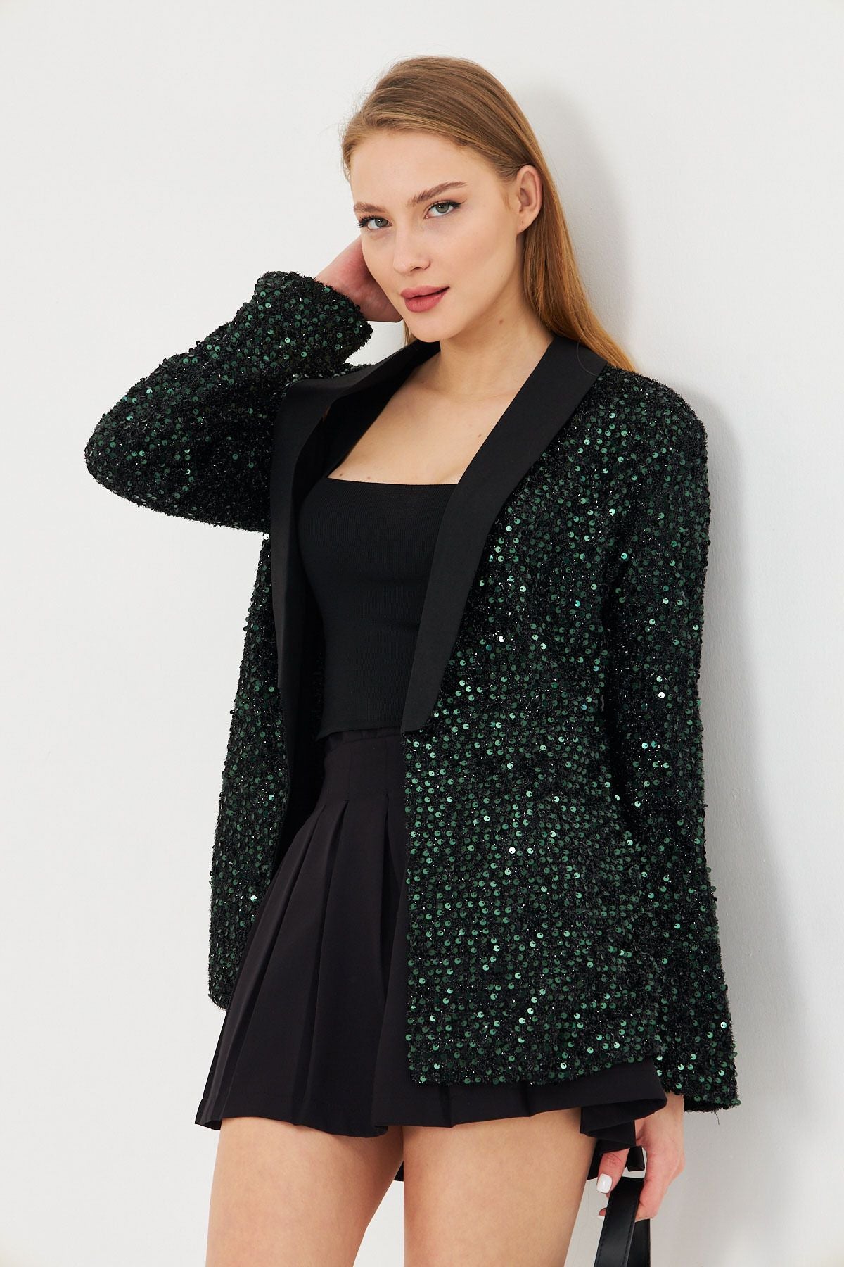Female Emerald Shawl Yaka Paper Payet Jacket ARM-24K001052