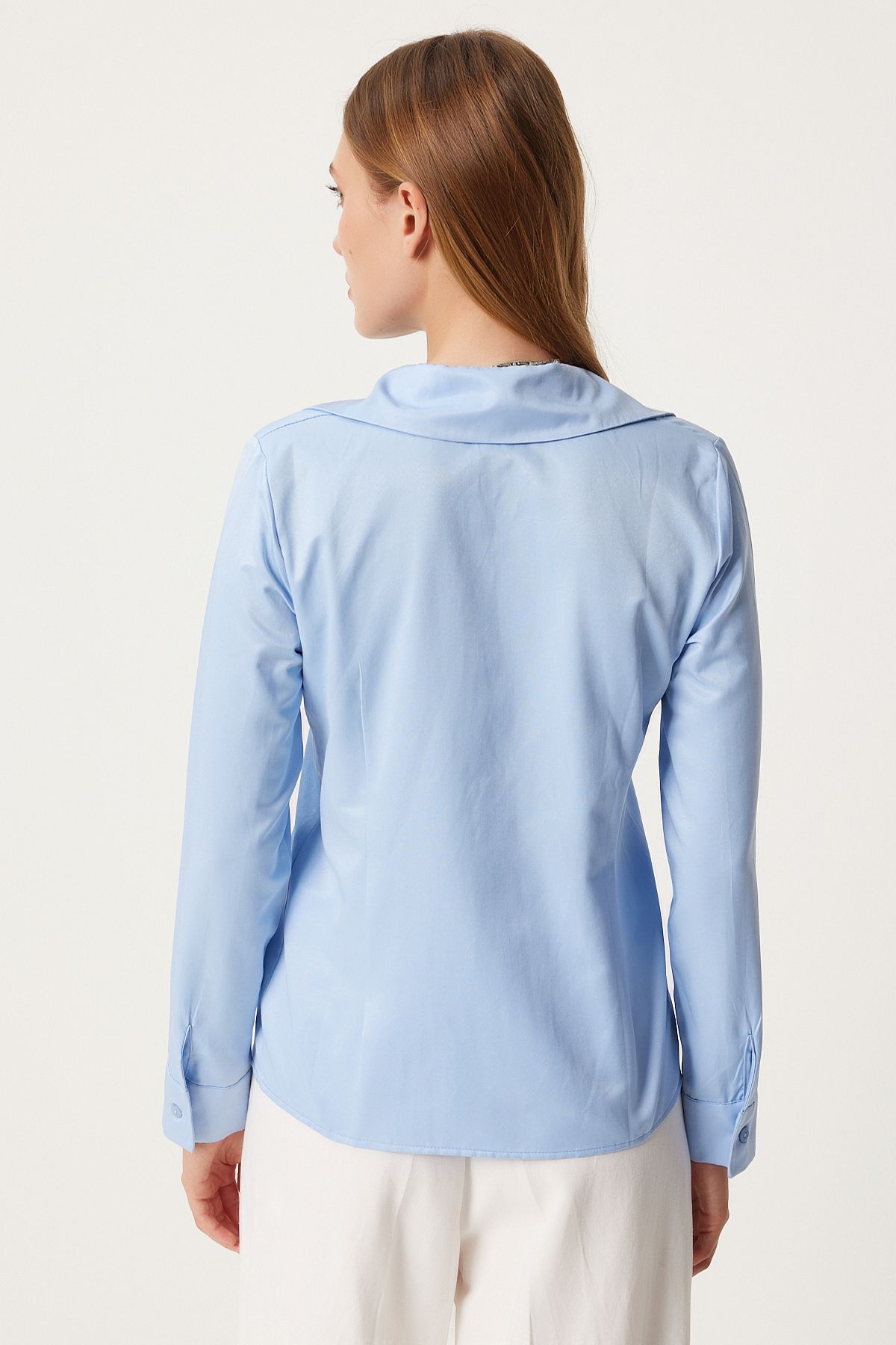 Female Sky Blue Zippered Comfortable Shirt FN03242