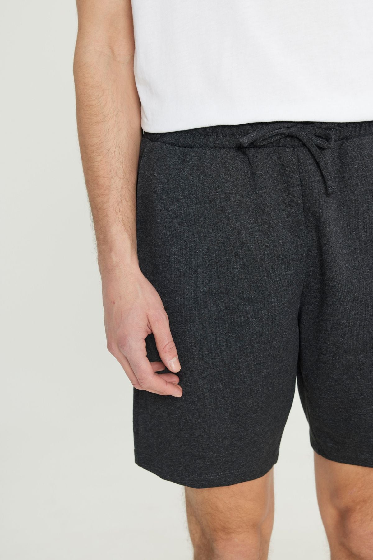Men's anthracite standard fit Normal cut 2 yarn pocket recycle cotton knitted shorts