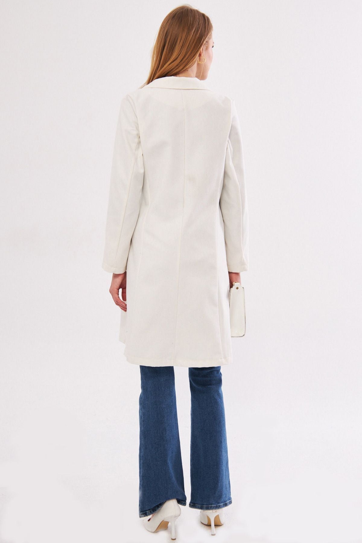 Woman Ekru Side Ties Long Coat ARM-24Y001019