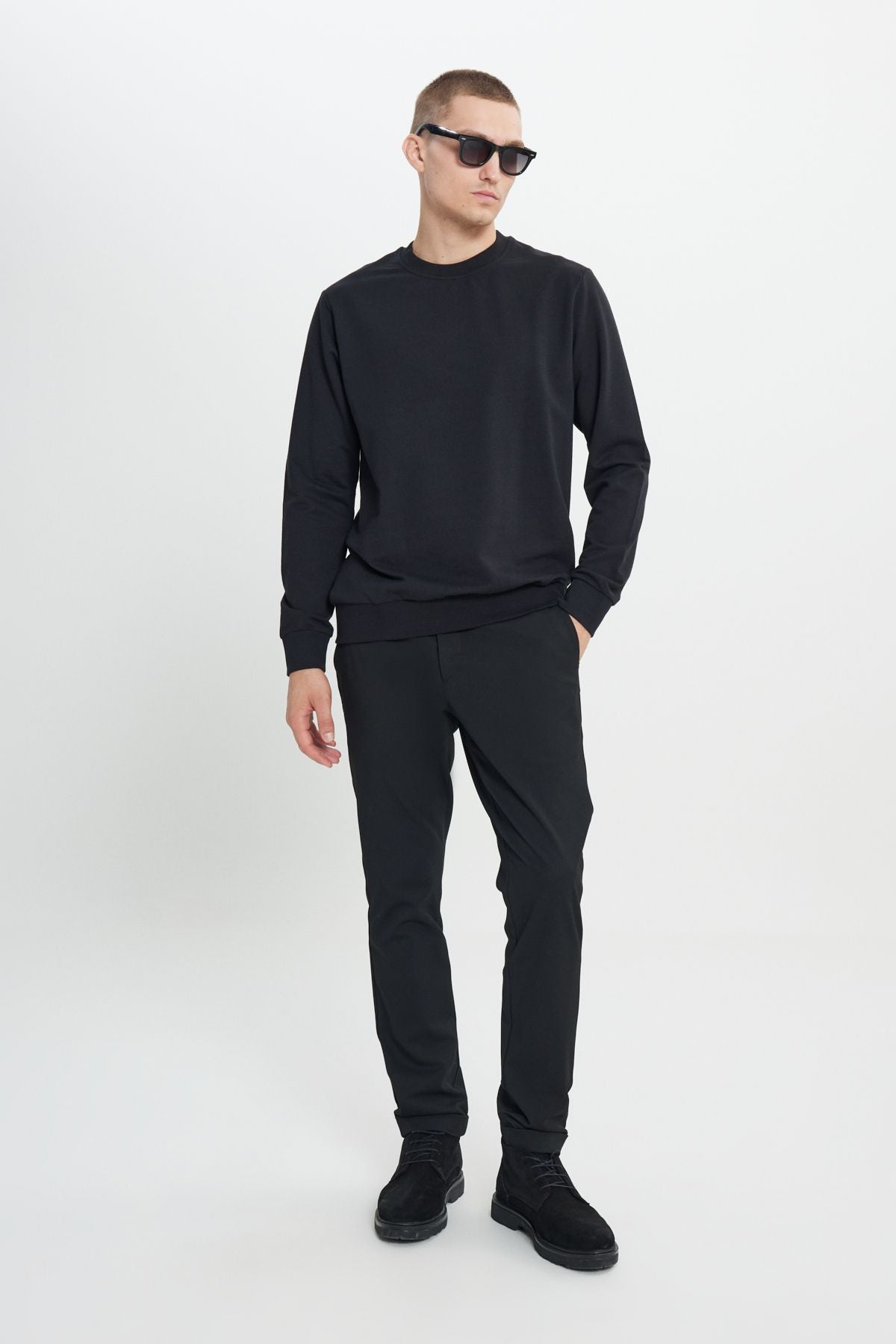 Men's Black 2 Plot Cotton Standard Fit Normal Cut Bicycle Sweatshirt
