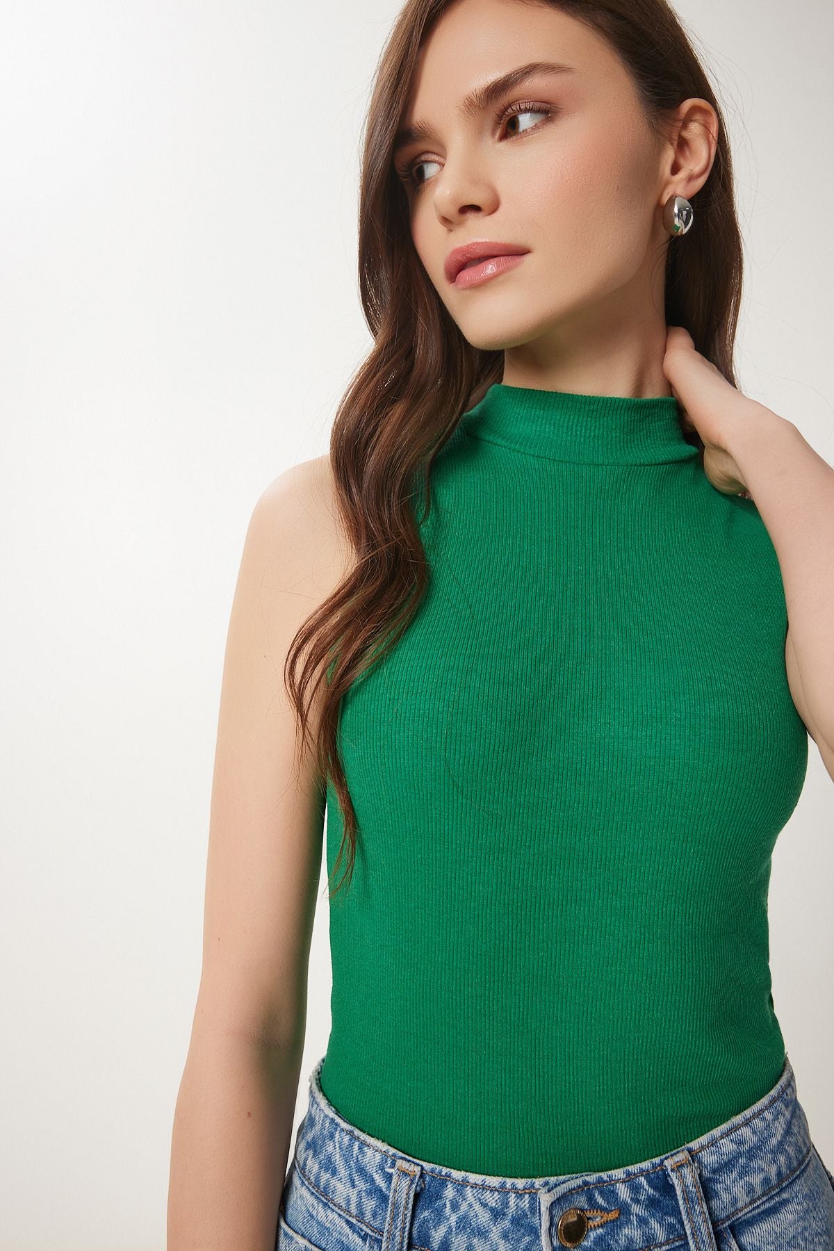 Female Green Turtle Cotton Knitting Blouse GT00004