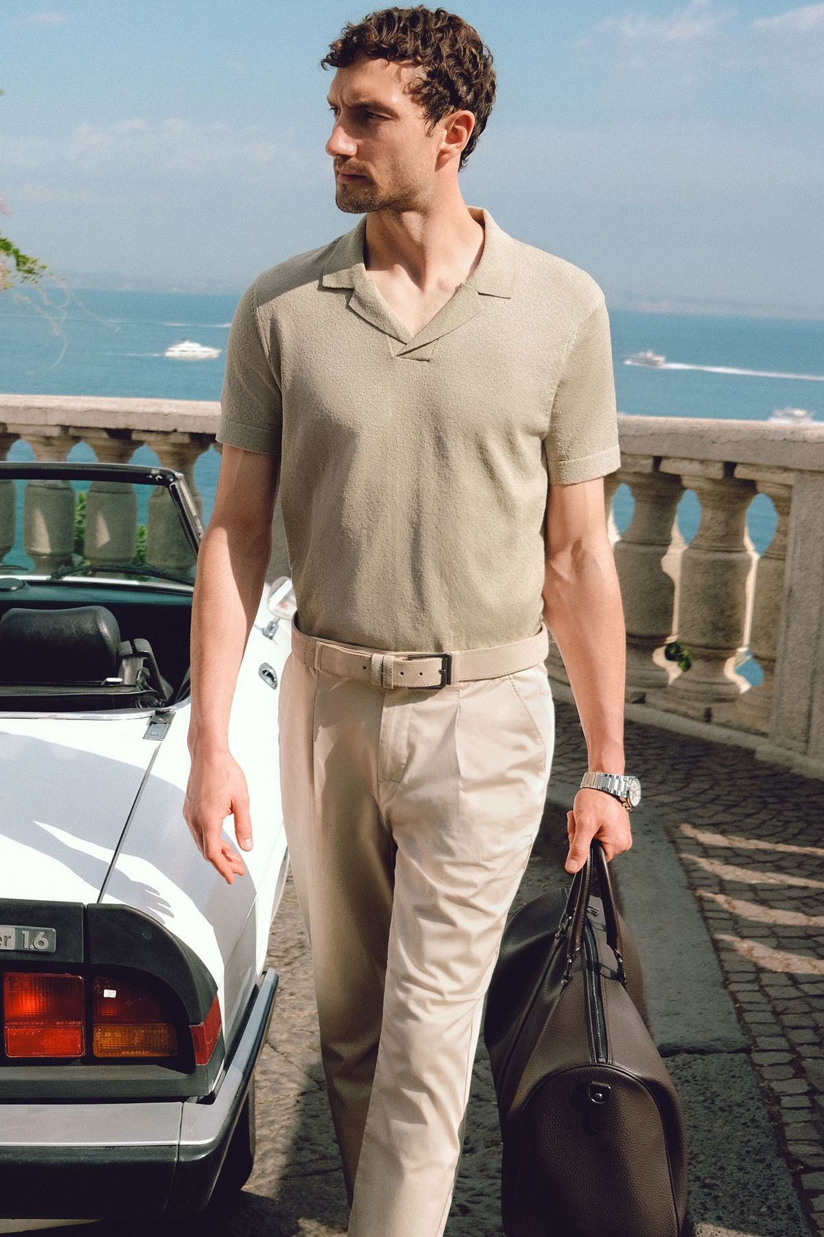 Men's Beige Classic Waist Pants A41y3037