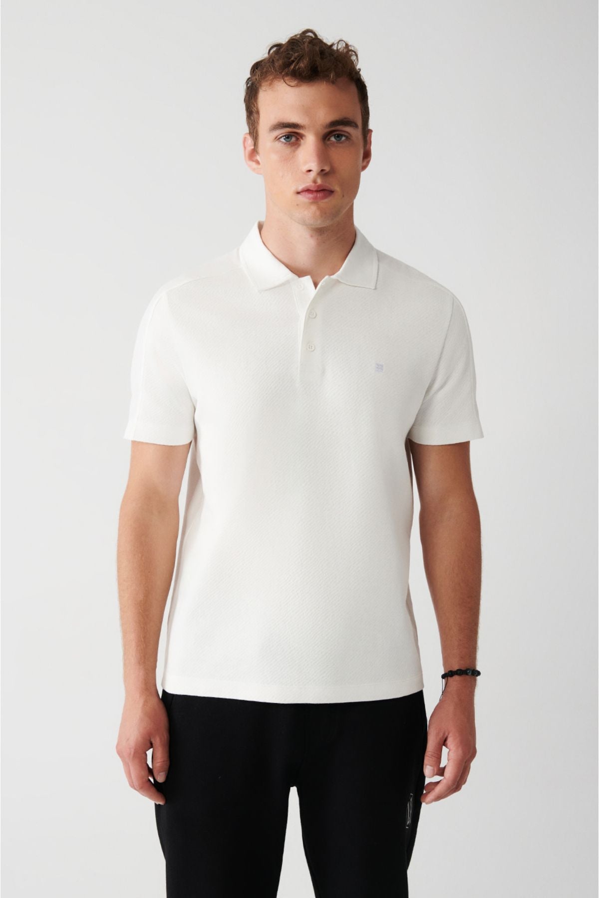 Men's White 100 %Cotton Polo Yaka T-Shirt A31y1021
