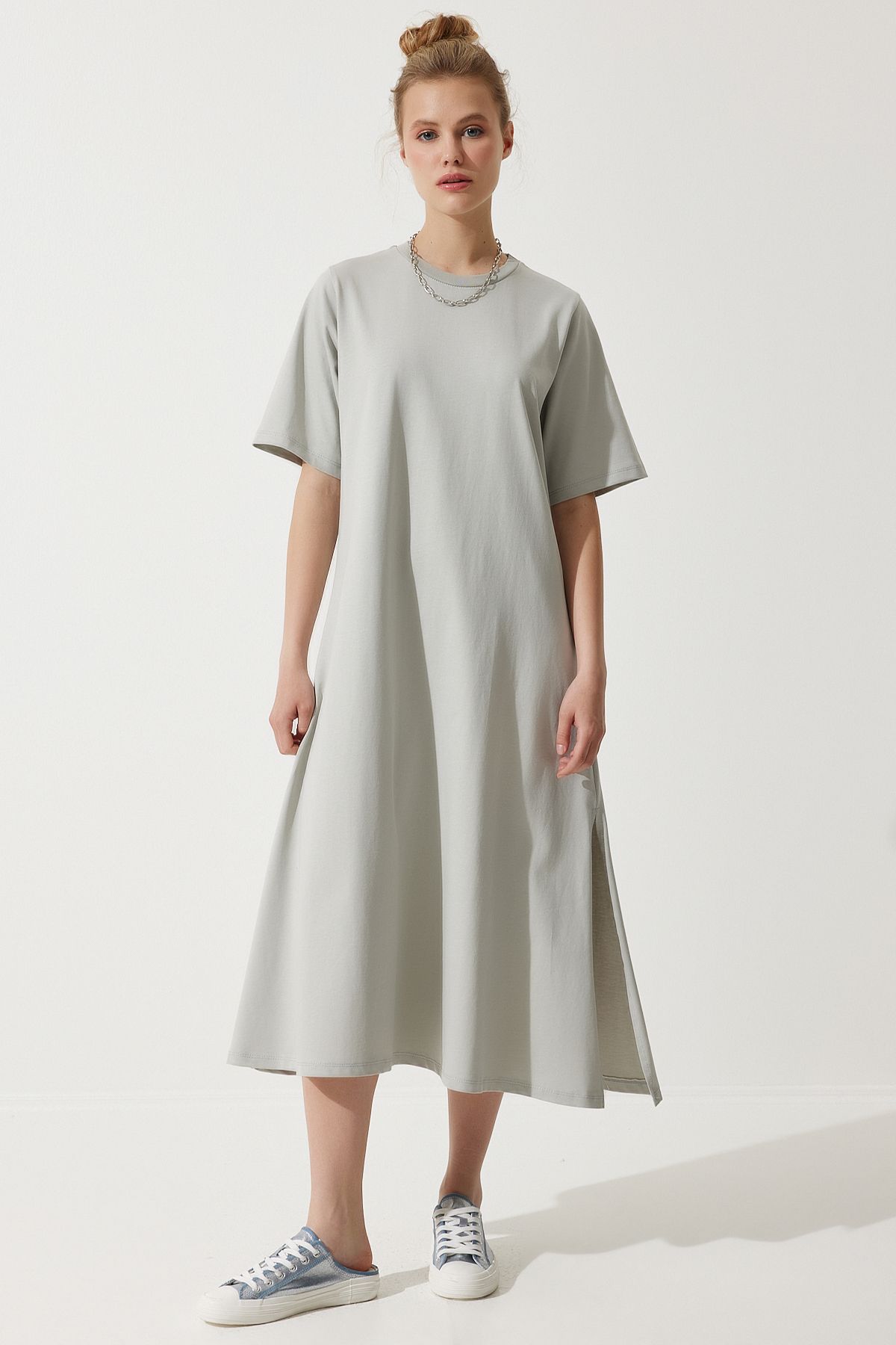 Women's Gray Bike collar with plenty of relaxed combed dress BP00158