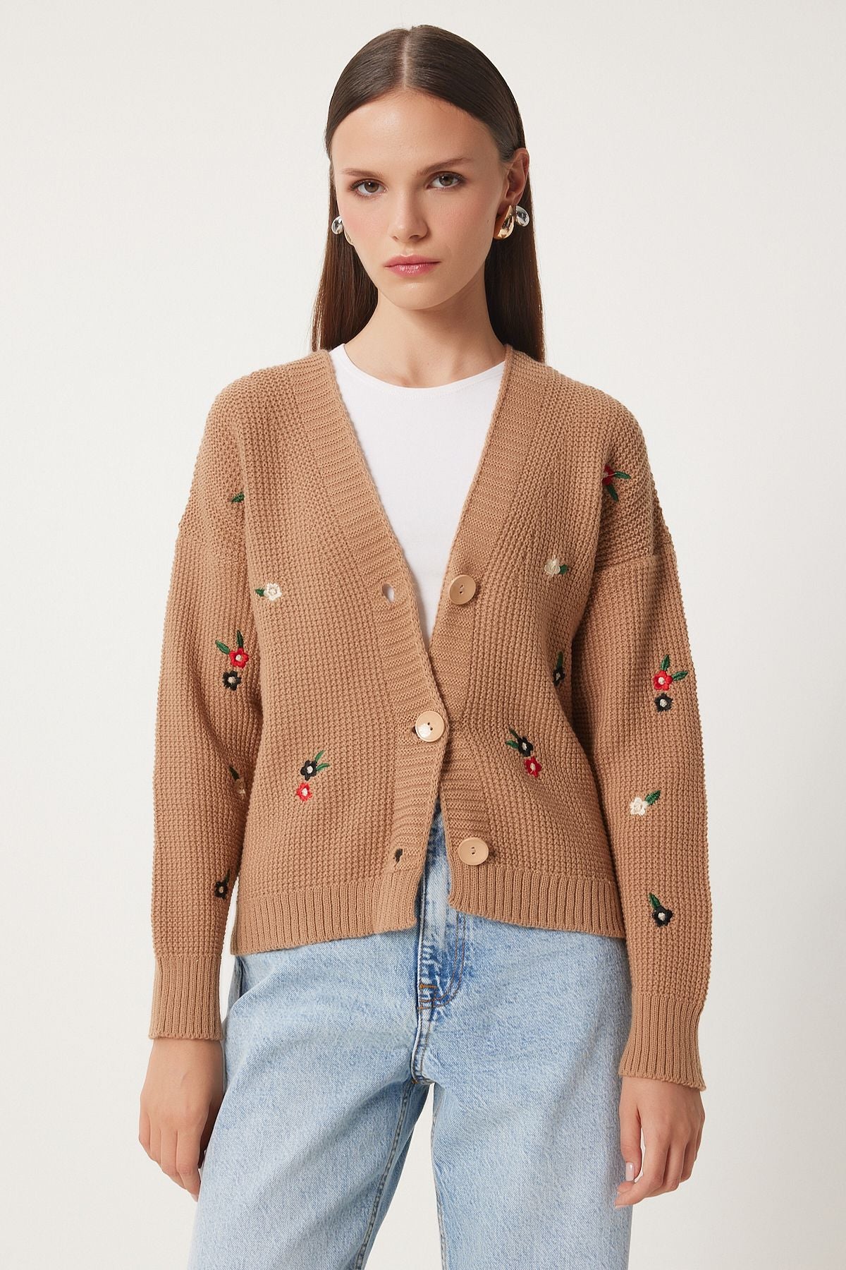 Female Biscuit Flower Embroidered Knitwear Cardigo KG00005