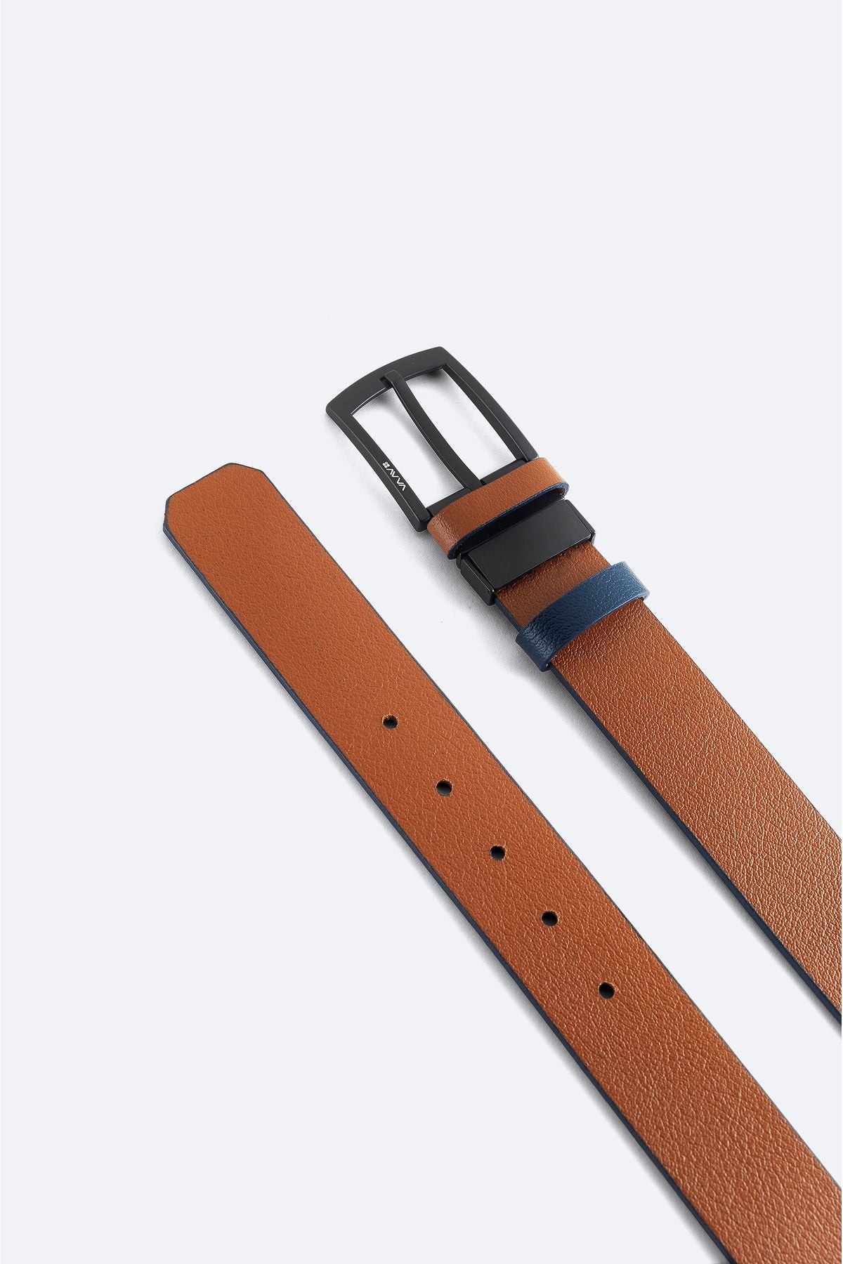 Men's Navy Blue-Taba 100 %Leather Double Sided Belt A32y9317