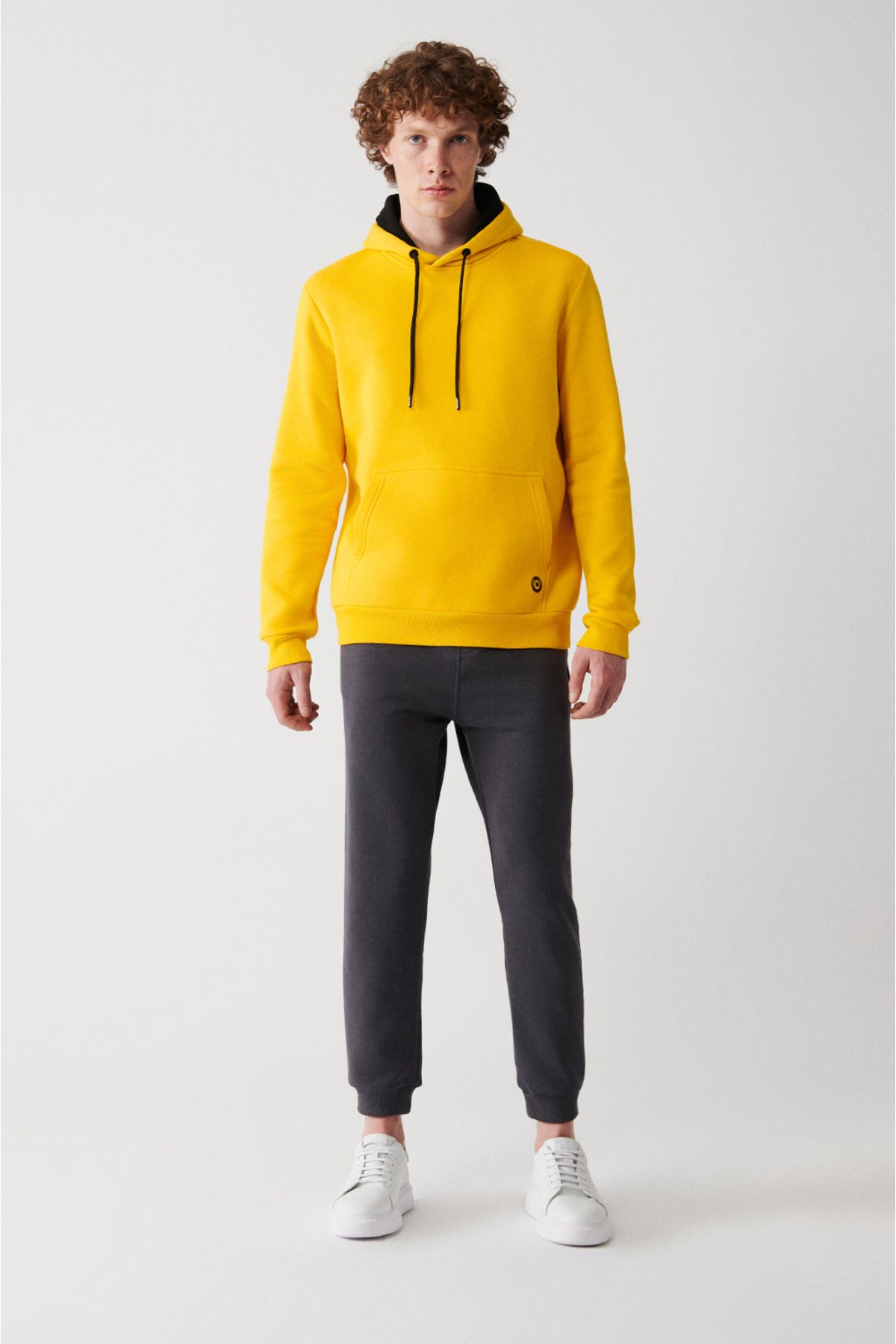 Men's yellow hooded 3 -IP Cotton Sweatshirt E001018