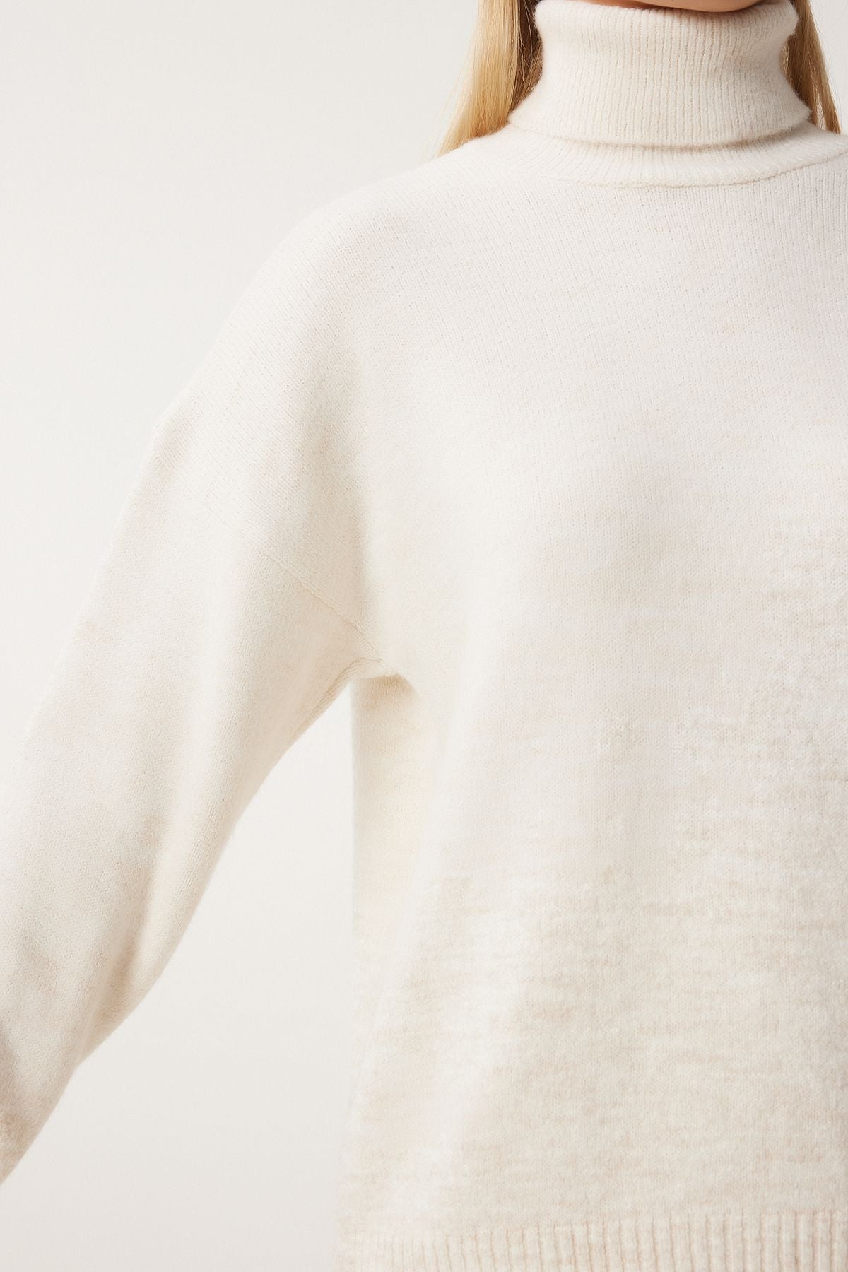 Women's cream fisherman collar knitwear sweater skirt set DD01343