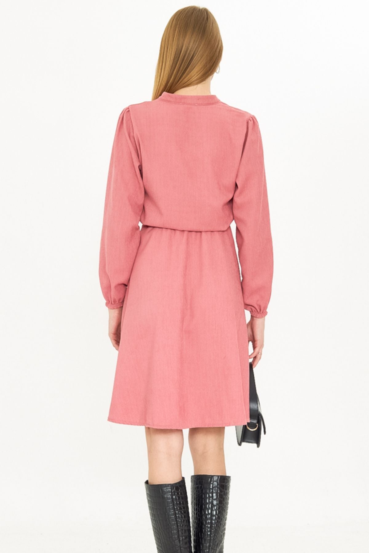 WOMEN'S ROSE DRIVERS VADIA V-Yaka Waist Thin Fine Wick With Tire Red Clash Dress ARM-25K001049