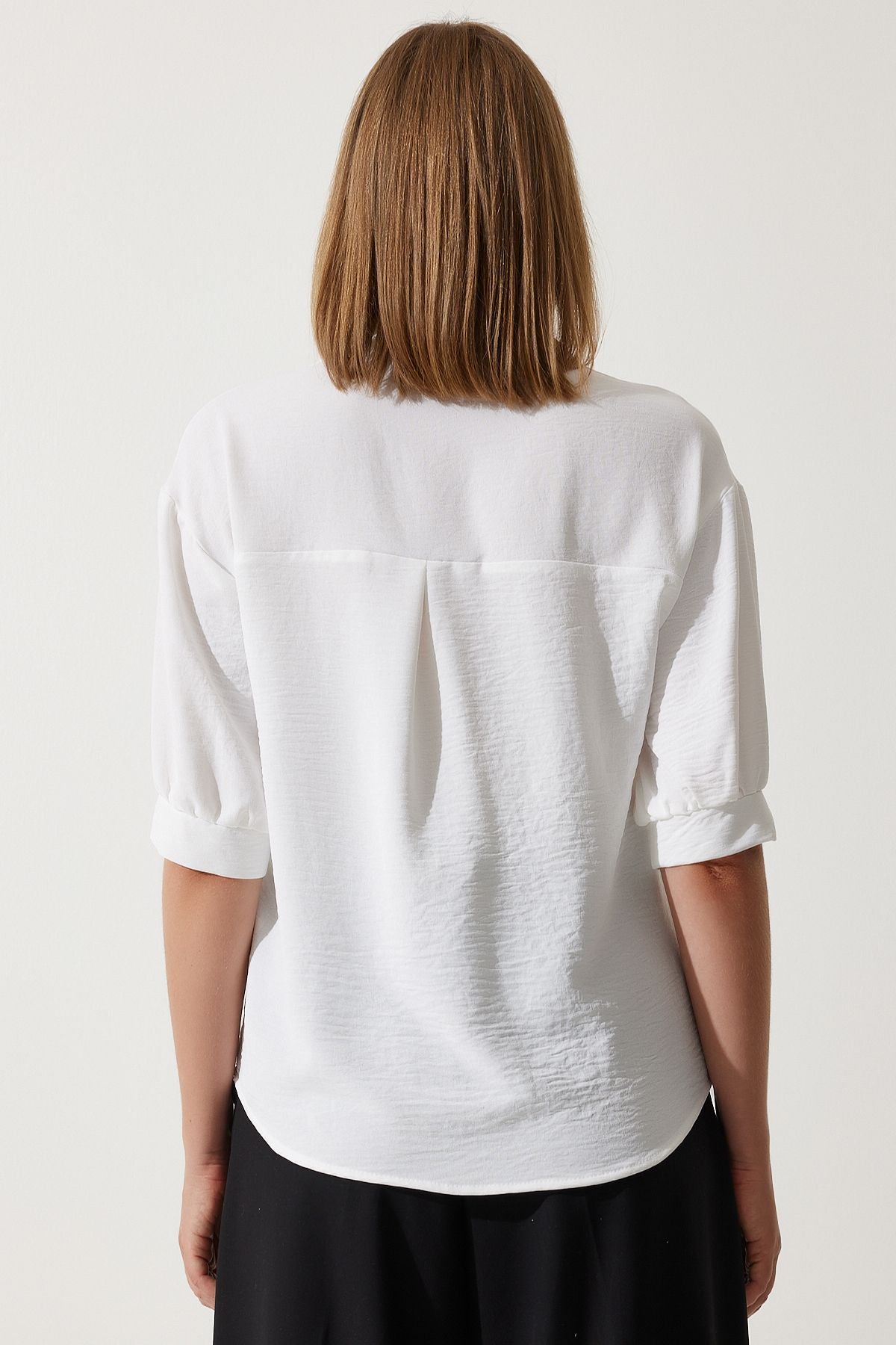 Female white balloon sleeve linen Ayrrin shirt DD01321