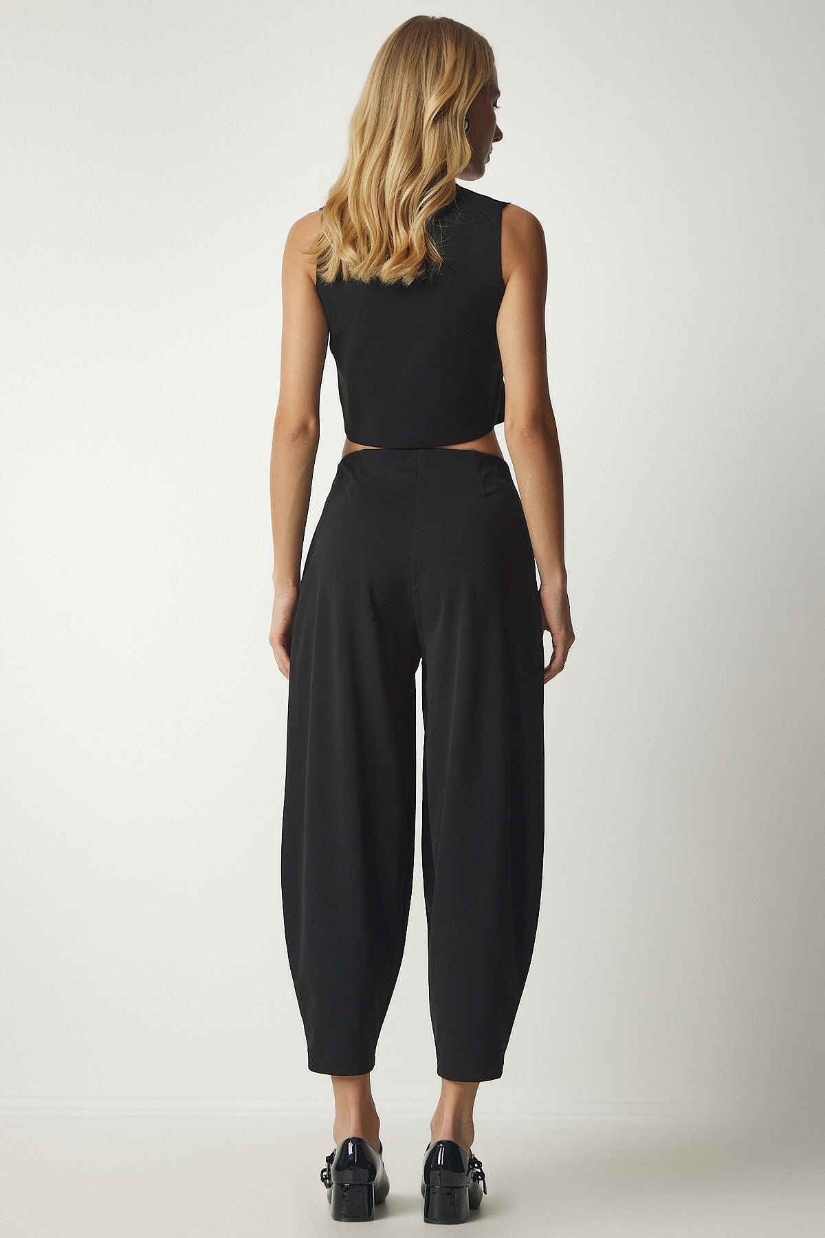 Female black pliers woven shalwar pants to00099