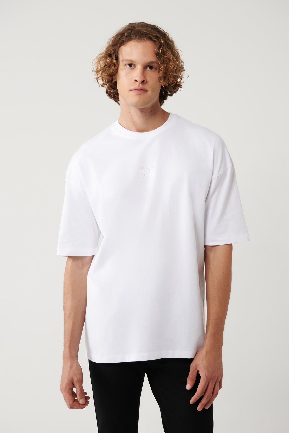 Men's White 100 %Cotton Bicycle Collar Printed T-Shirt A41y1325