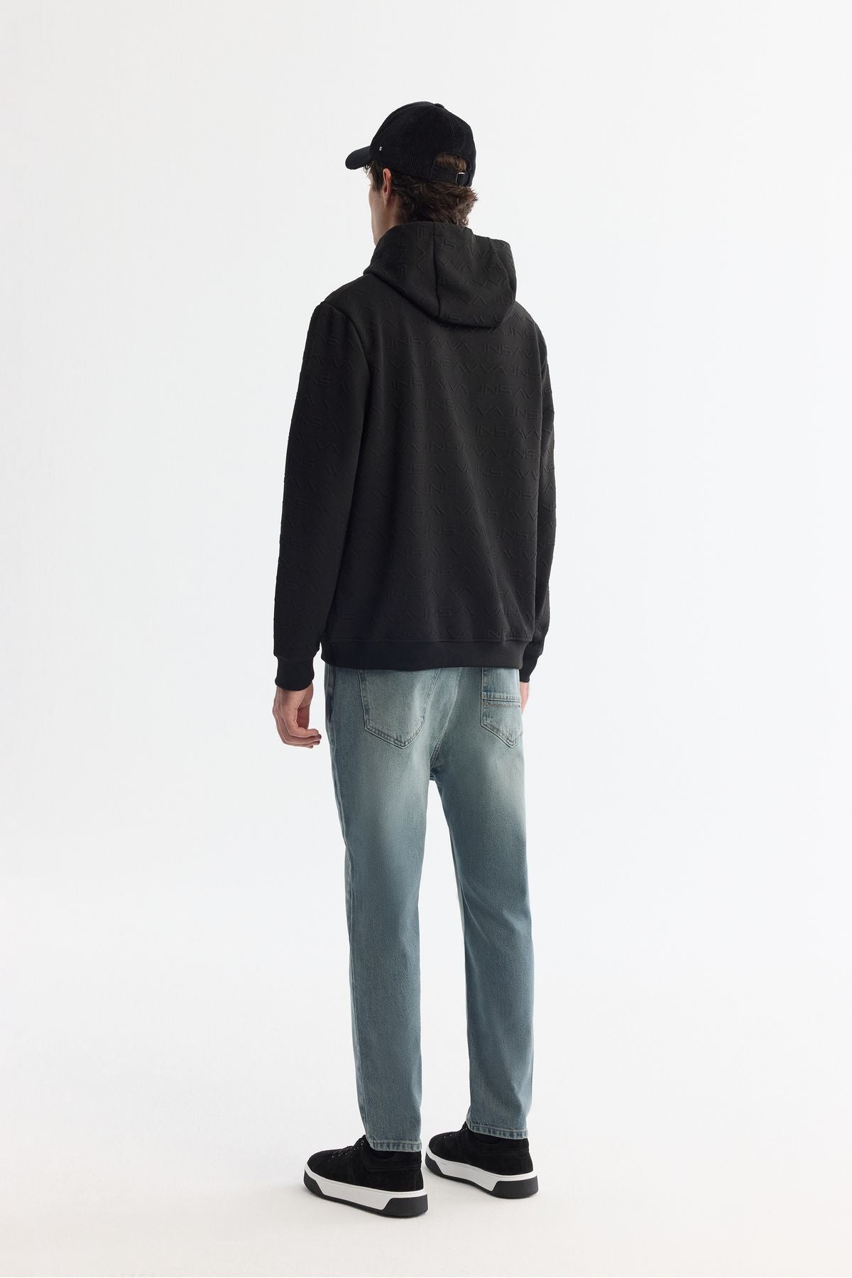 Men's black hooded printed sweatshirt A42y1332