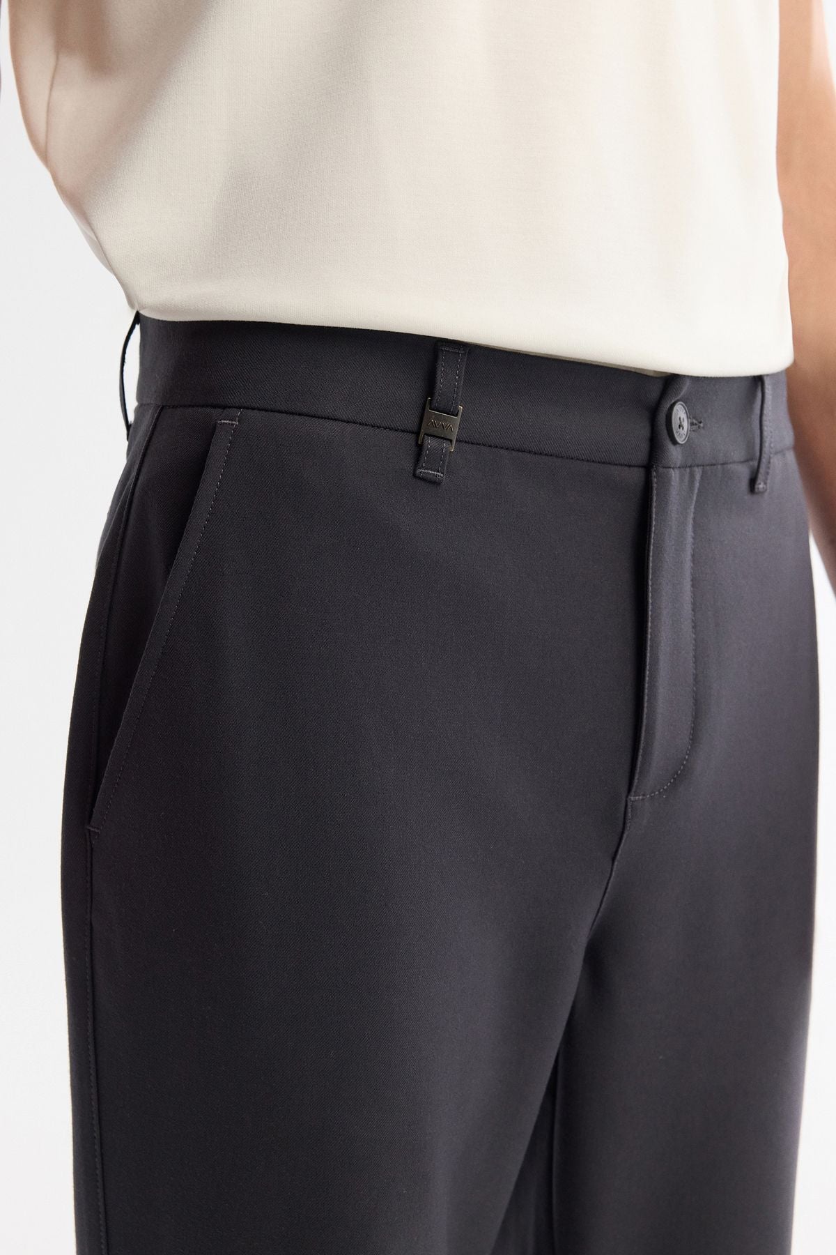 Men's anthracite classic waist soft button Chino Pants B003035