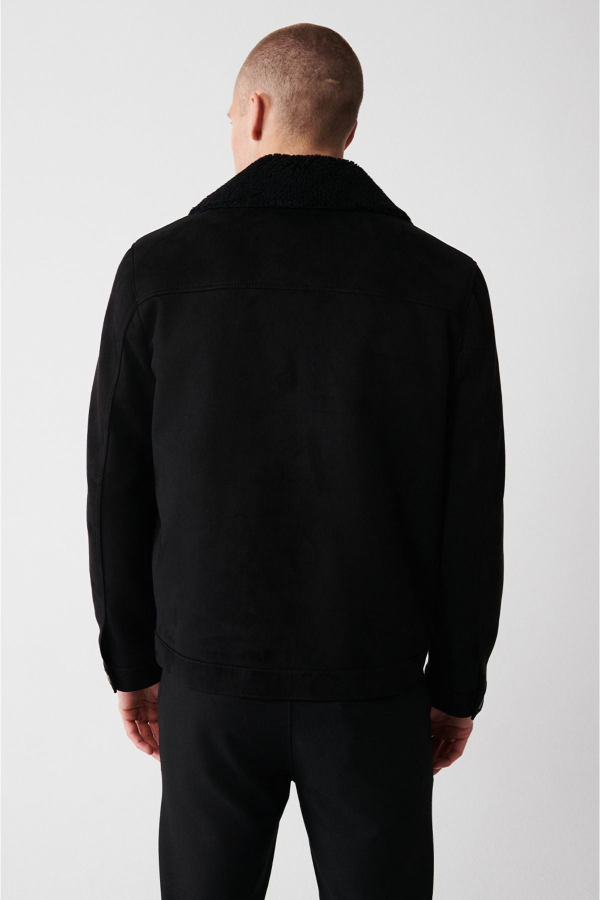 Men's Black Collar Removal Fur Flyfish Mont A32Y6140