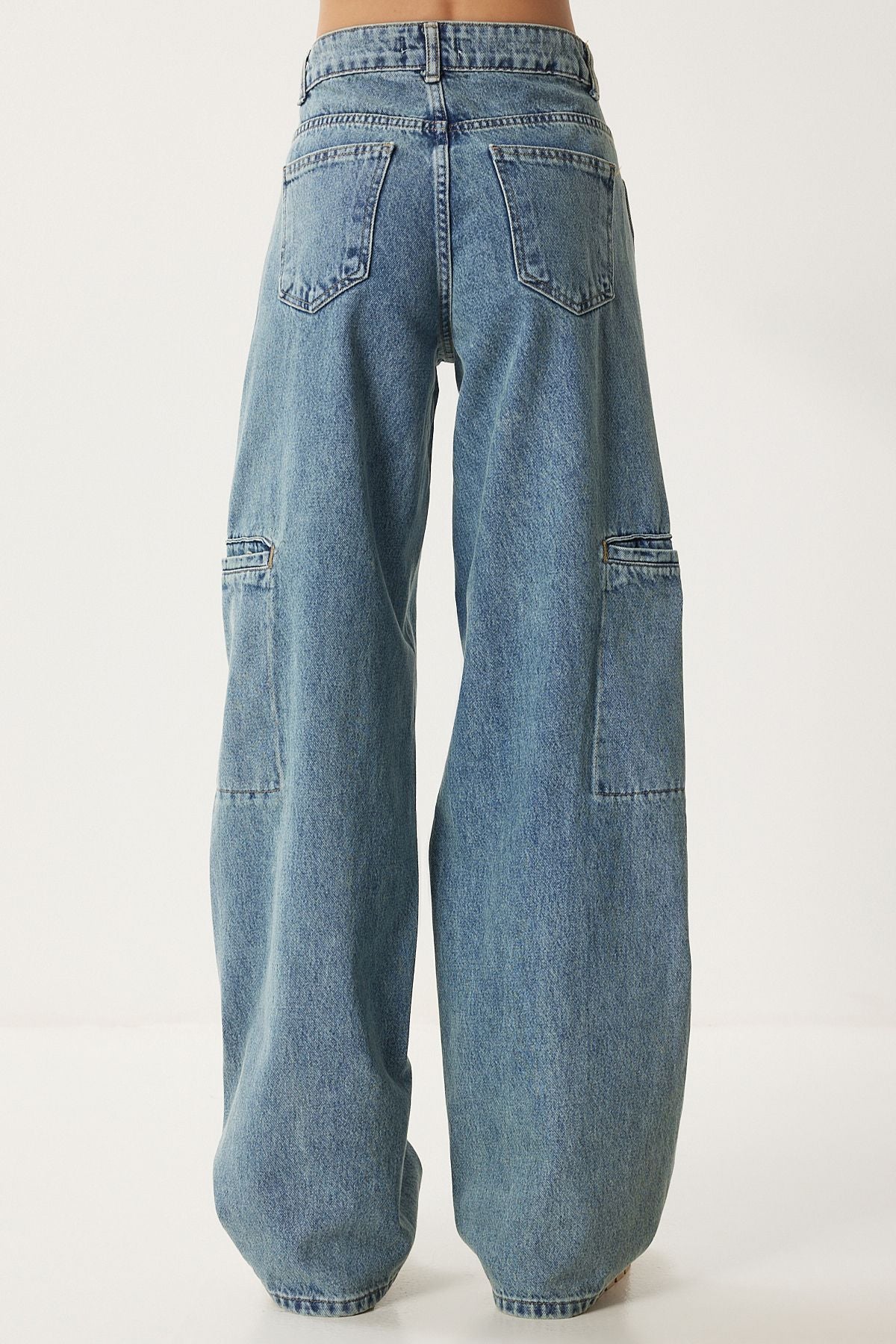 WOMEN BLUE WIDE POÇA CARGO JEAN FN03184