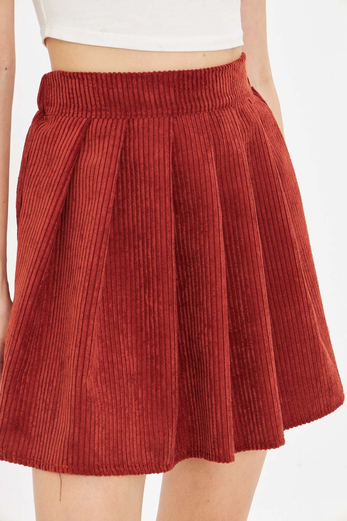Women's Tile Waist Waist Velvet Short Skirt ARM-25K001080