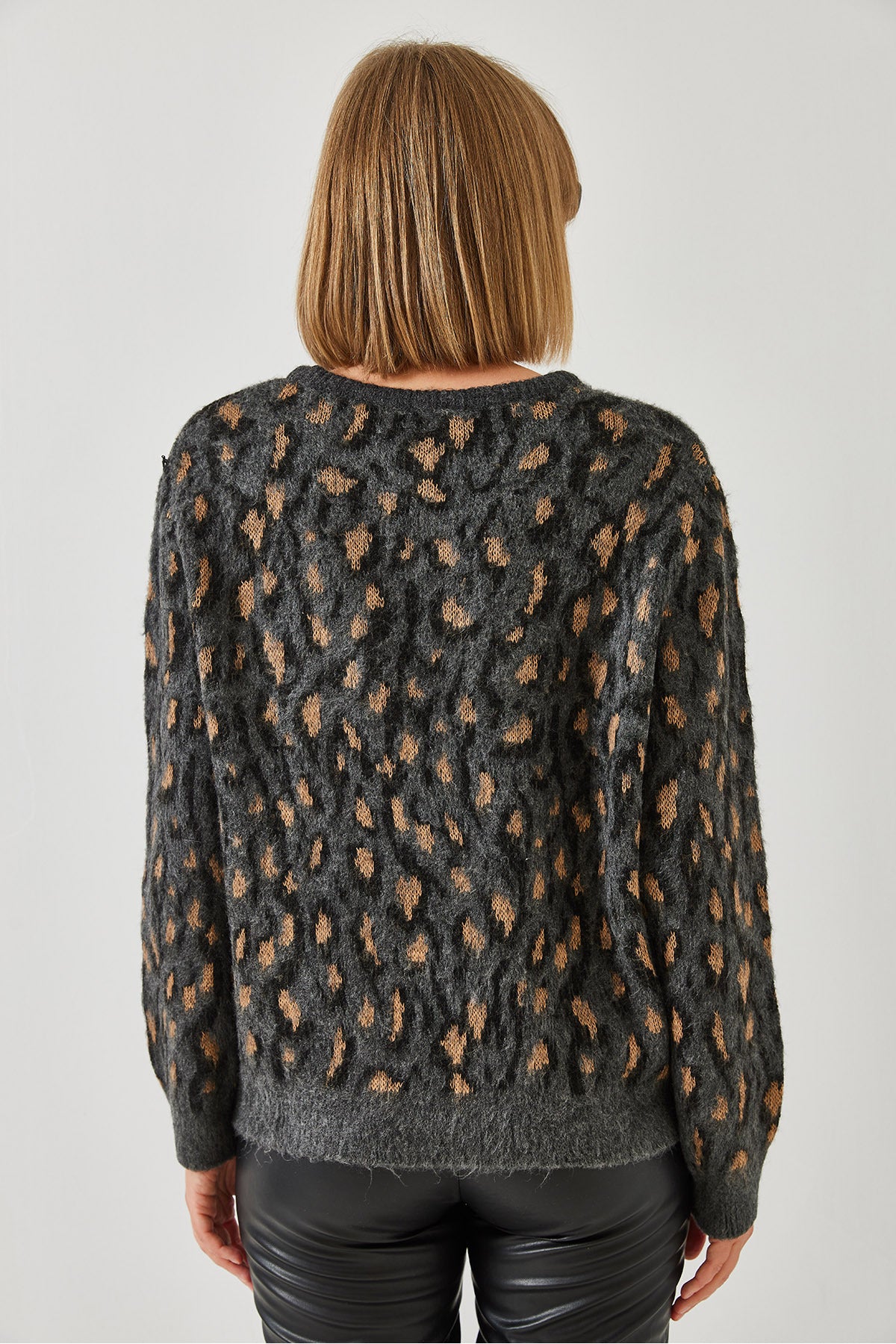 Women's Crew Neck Patterned Knitwear Sweater 241191 60251991