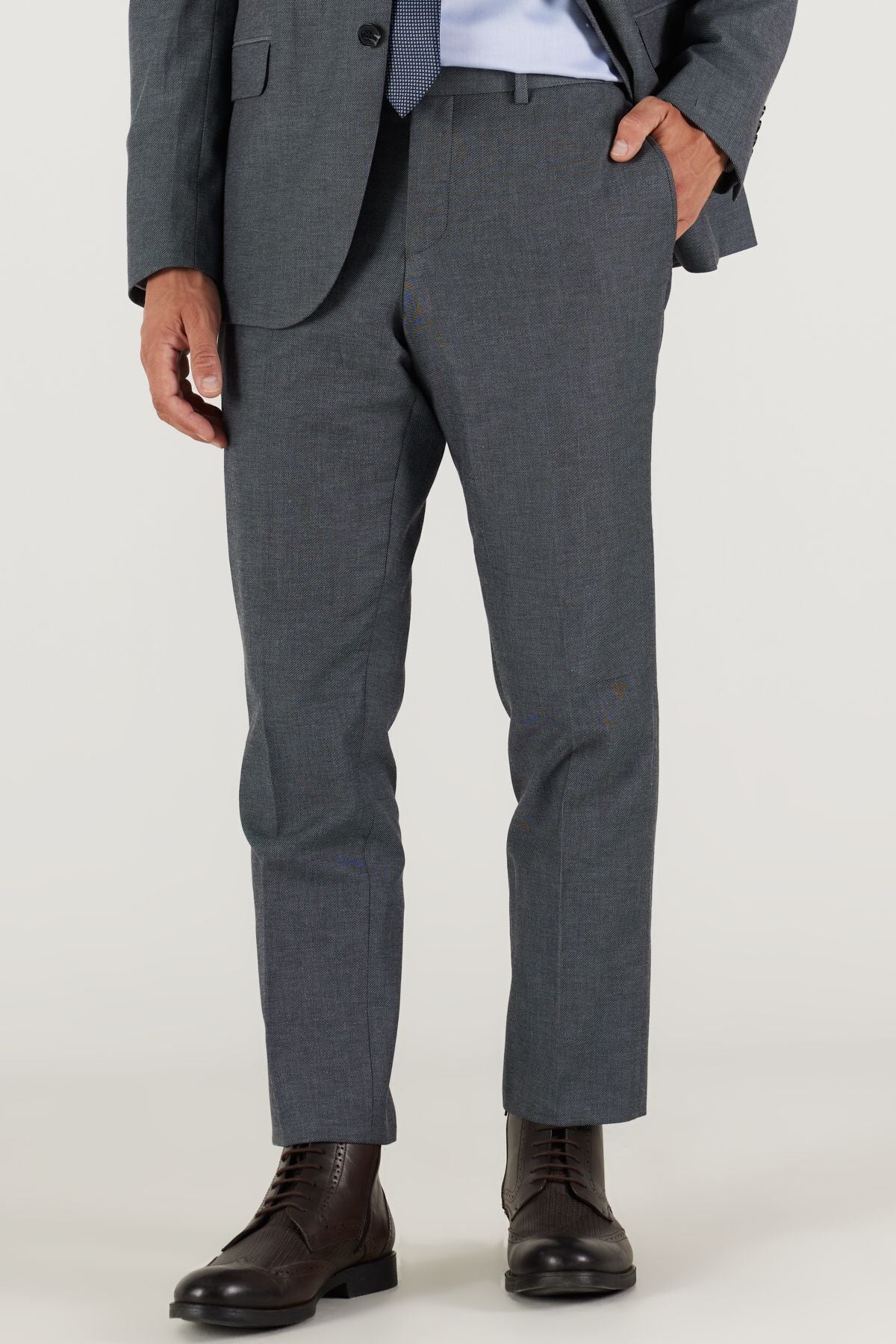 Men's anthracite slim fit narrow cut Mono collar Amest Classic Suit