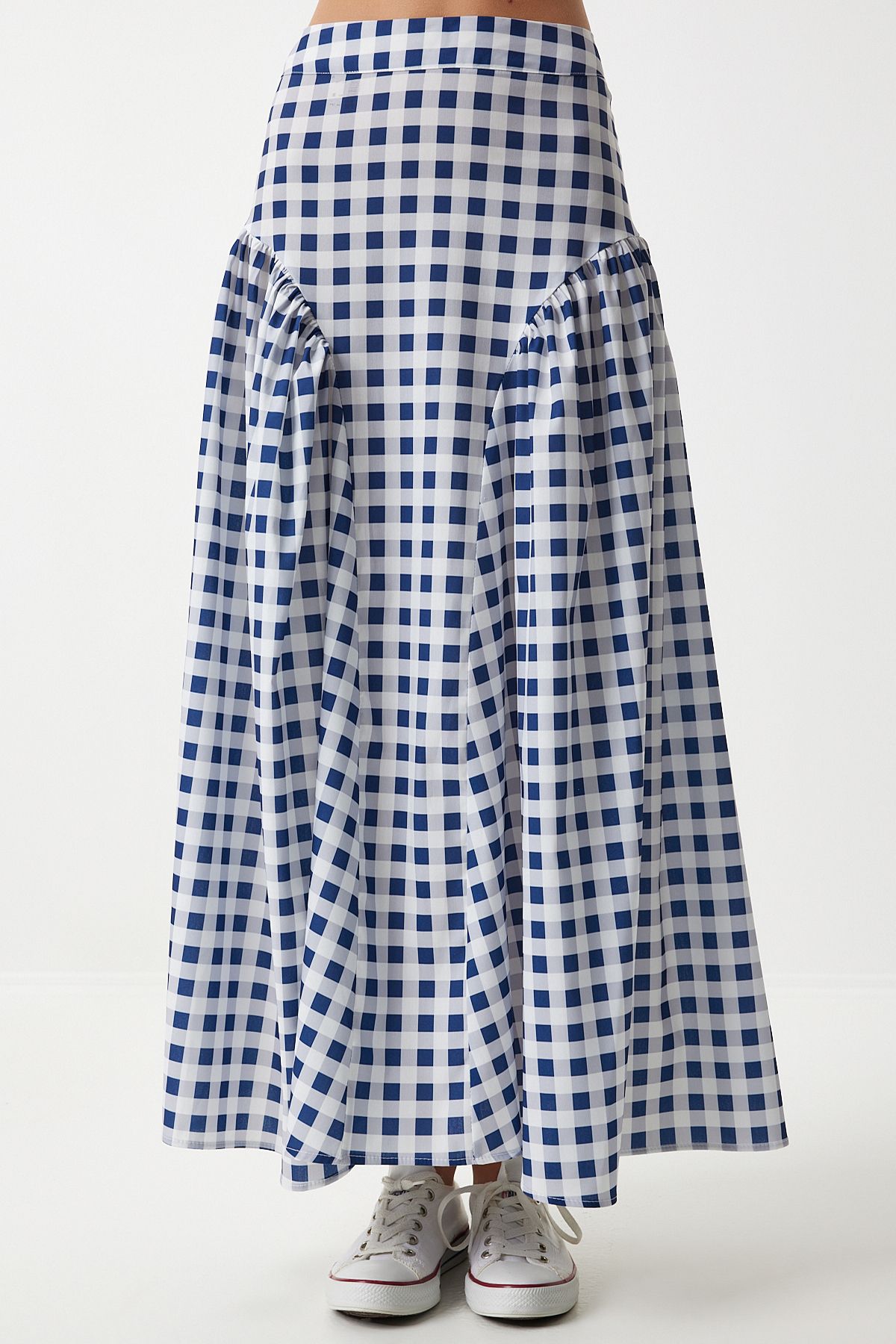 Women's Blue Pötikare Volan Summer Poplin Skirt UL00024