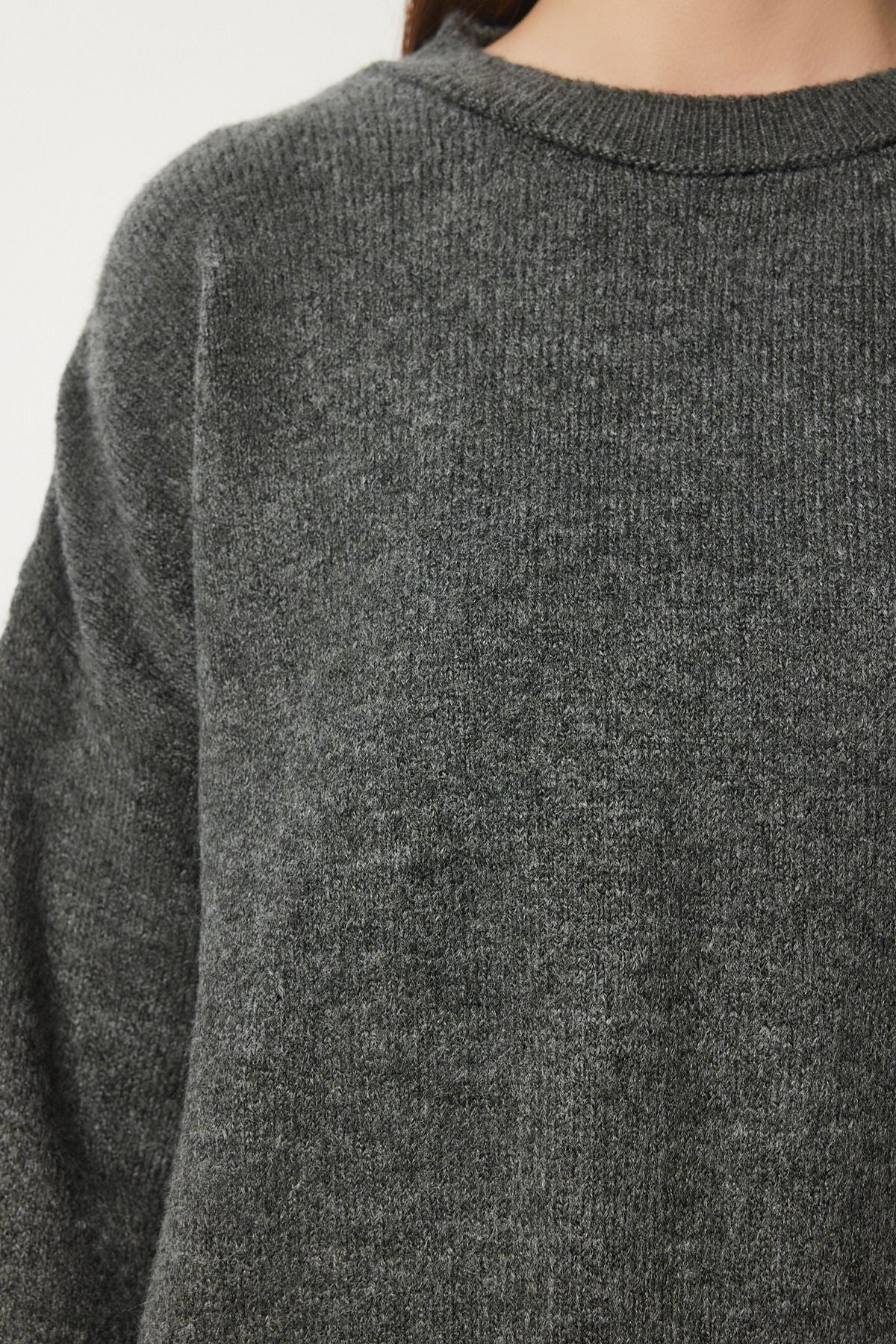 Women's Gray Bicycle collar Oversize knitwear sweater BV00085