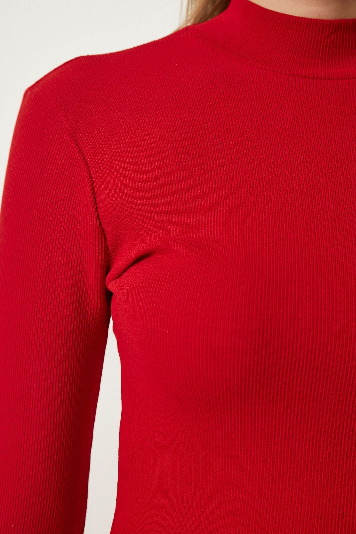 Woman Red Red Collar Wick Lycra Knitting Dress GT00060