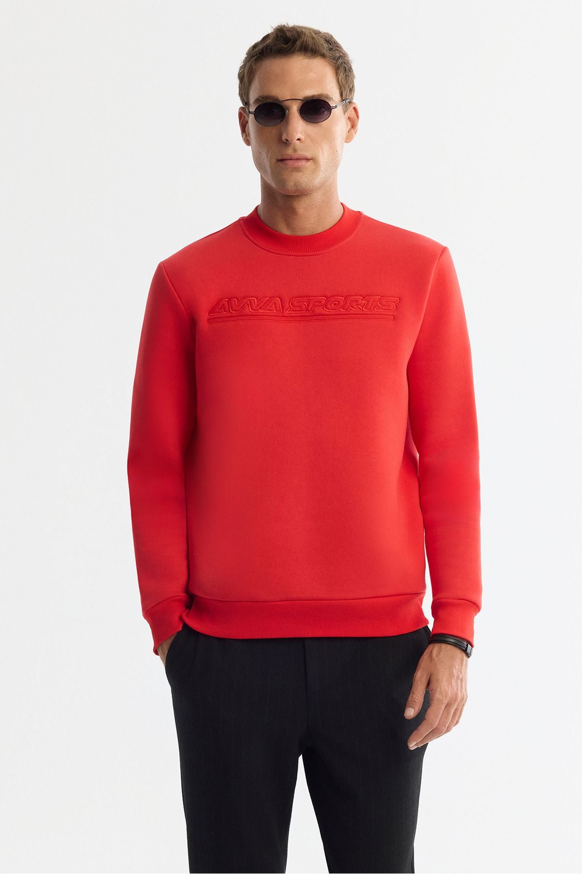 Men's Red Bicycle Collar 3 -Trust Cotton Printed Sweatshirt A42y1306