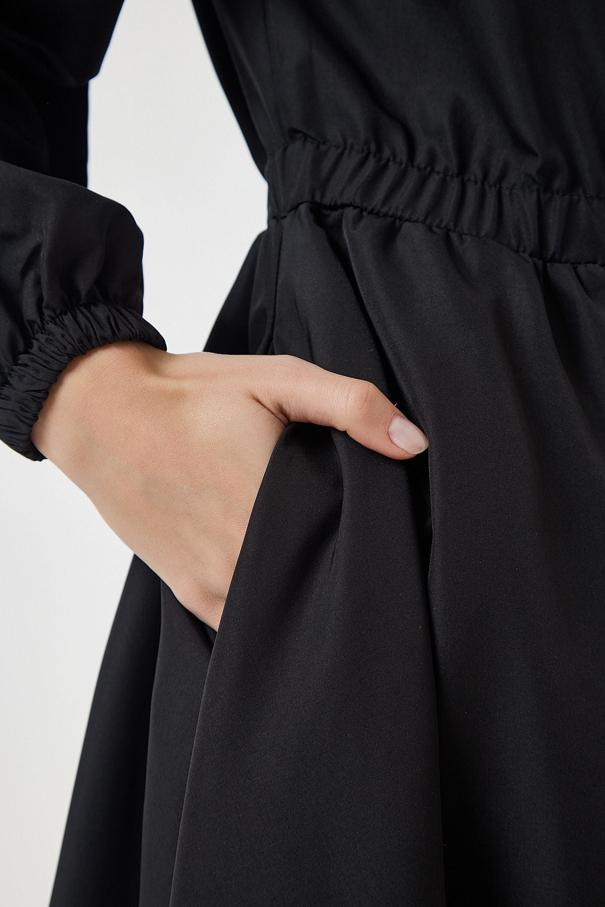 Female black zipper seasonal weaving dress trench coat DD01298