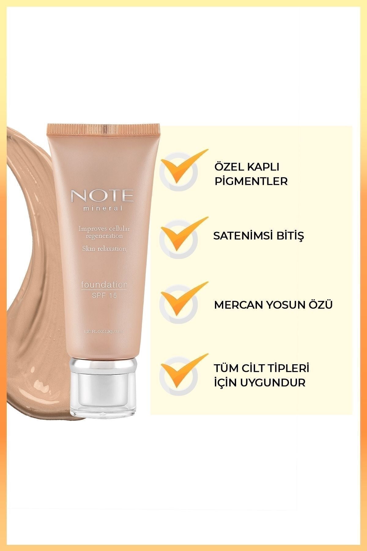 Mineral Foundation Spf 15 Yoğun Kapatıcı Saten Bitişli Fondöten - 402 Orta Açık