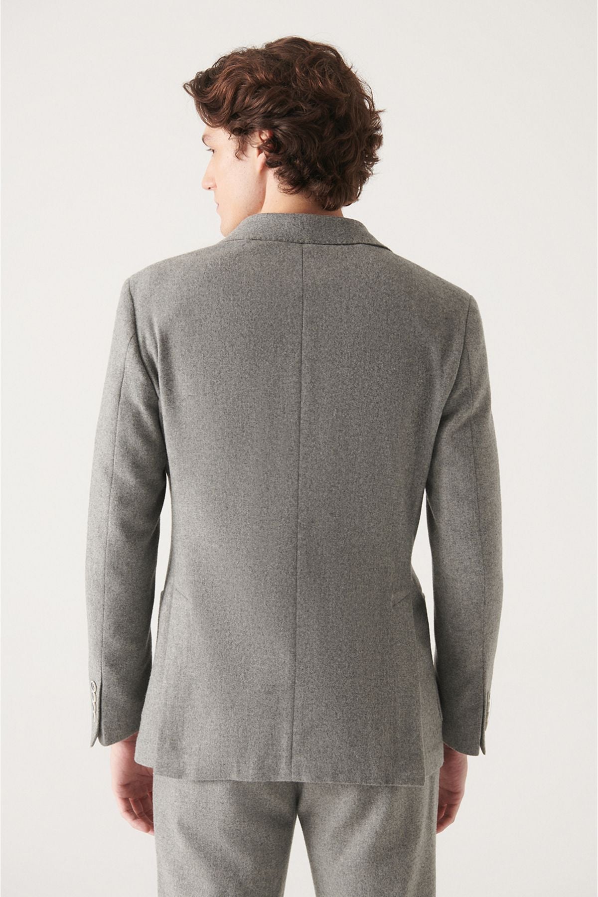 Men's gray woolen jacket A22y4003