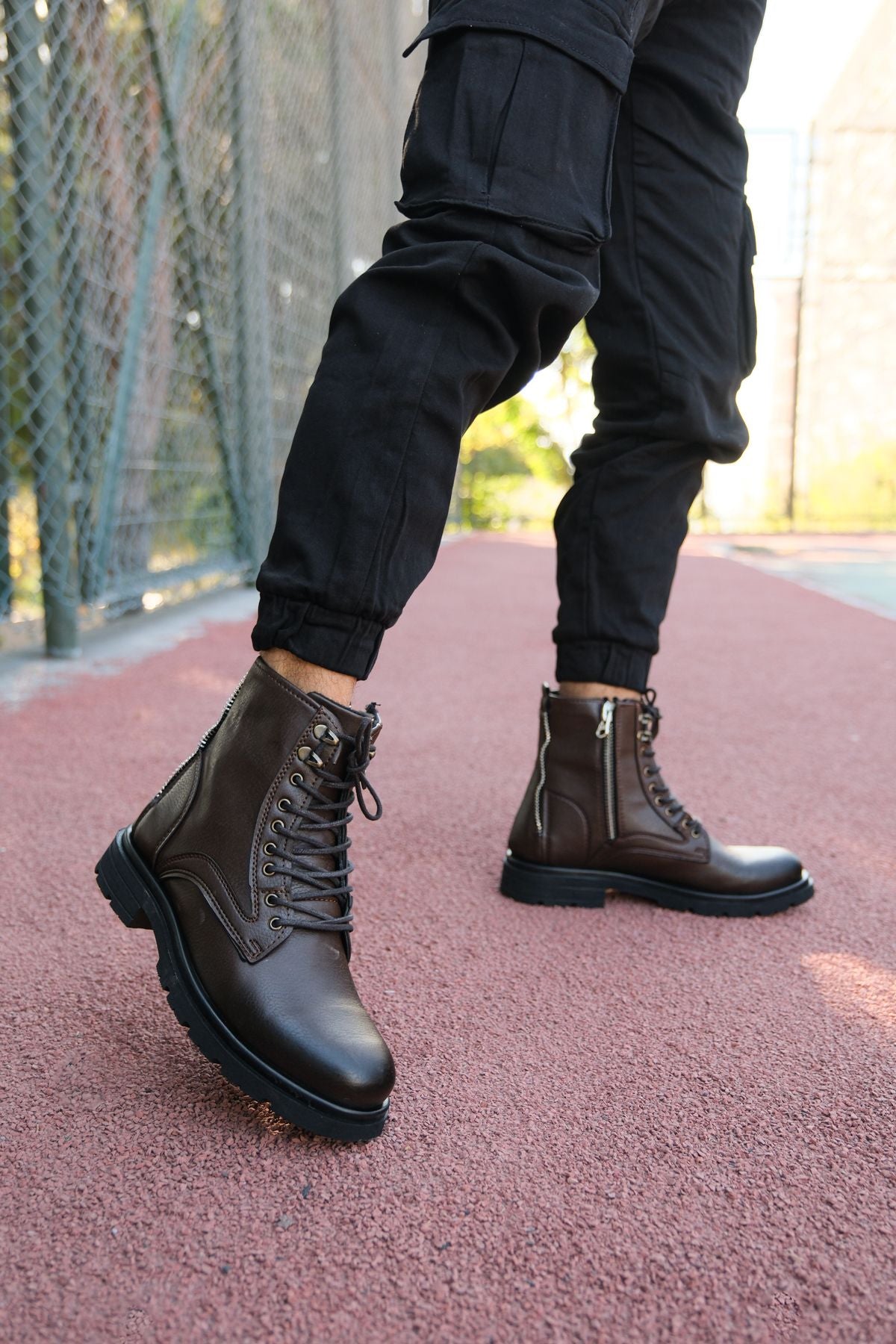 Unisex Fermuarlı Postal Bot 0012695 Kahverengi