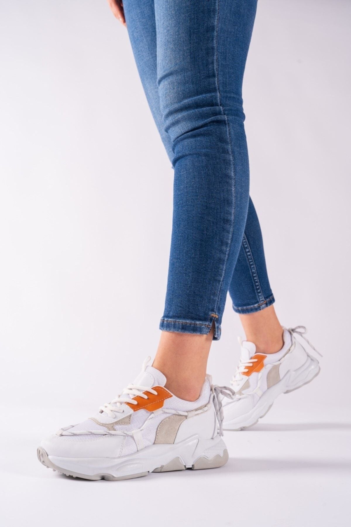 White Orange Woman Sneaker 0012190