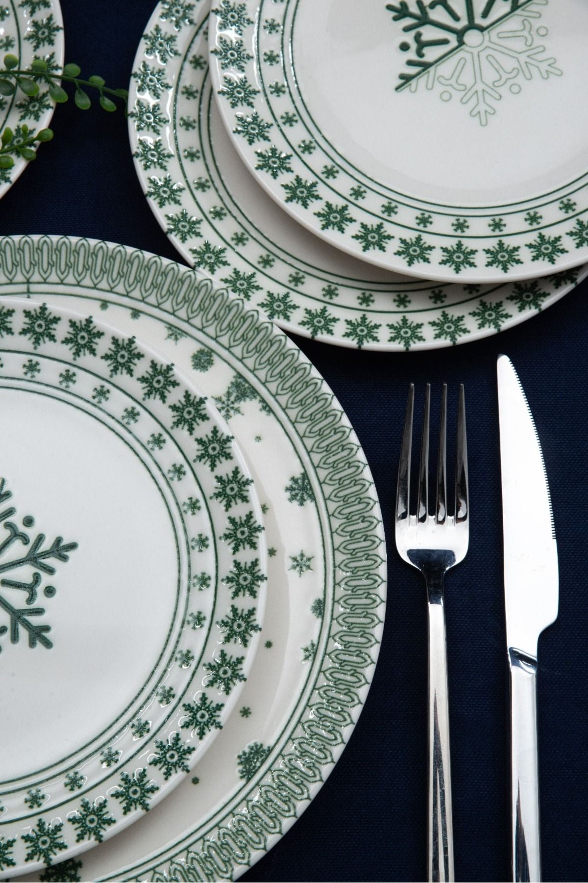 Pine Tree 7 Piece Porcelain Cake Plate Set