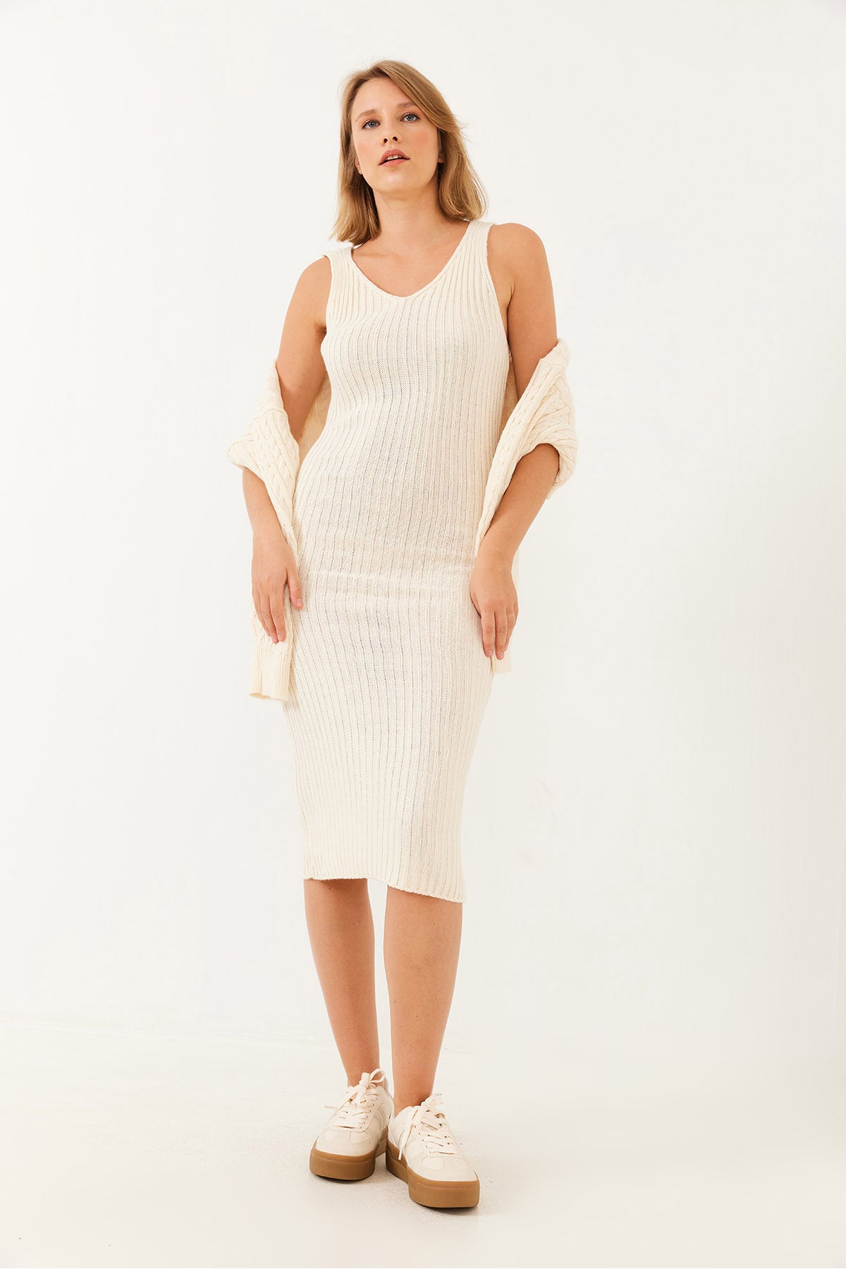 Women's Crop Knitwear Sweater Dress Bottom Top Set 60251816