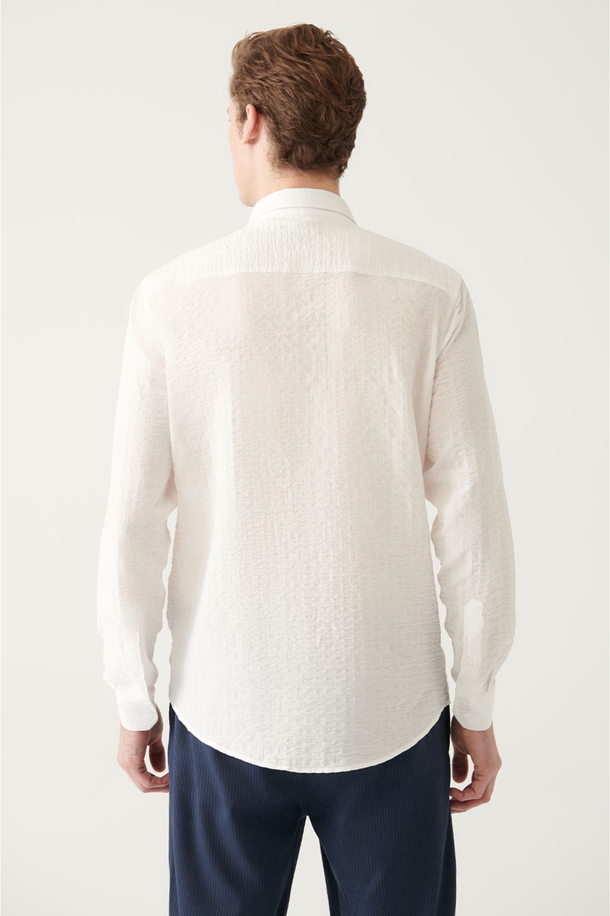 Men's white wafer cotton shirt A31y2060