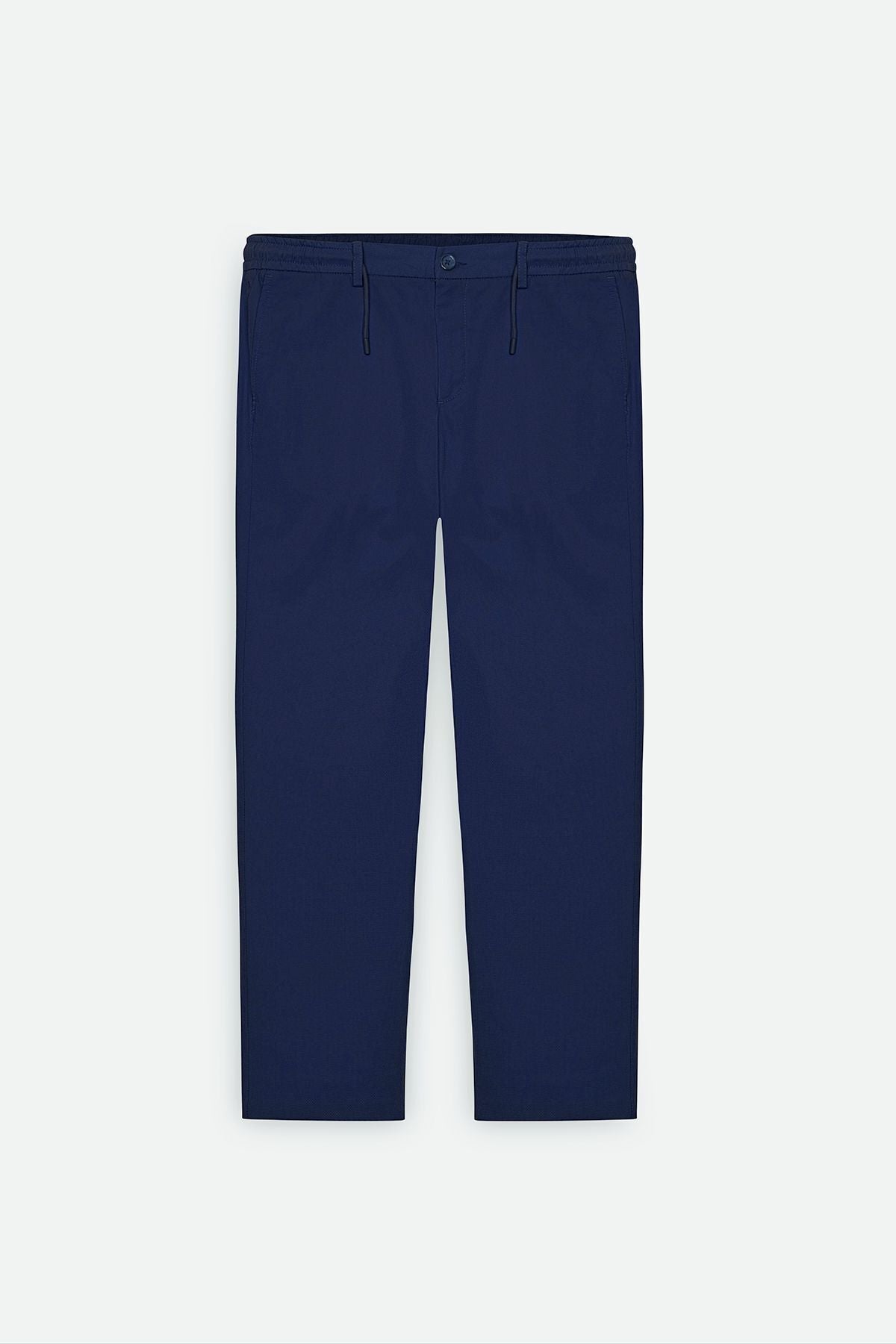 Men's Navy Blue Comfort Fit Casual Cut Cotton Waist Tied Side Pocket Amelor Pants
