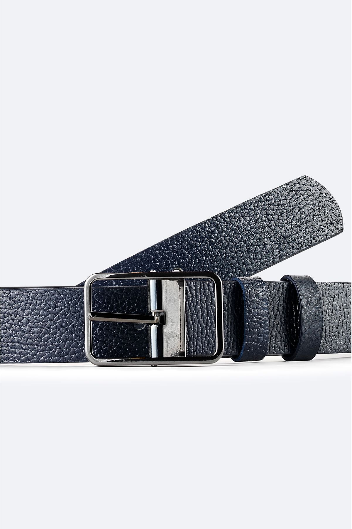 Men's navy blue double -sided belt A42y9310