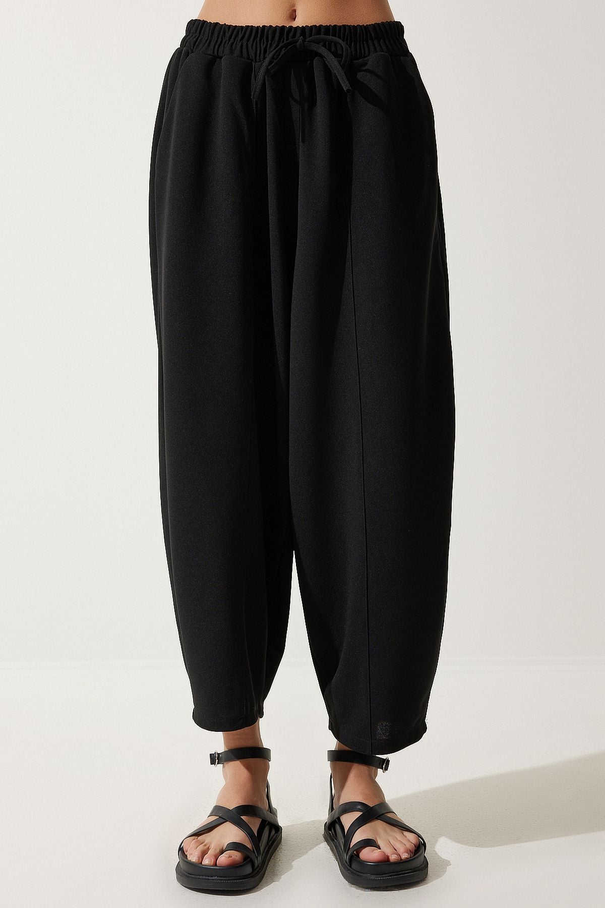 Women's black seasonal comfortable baggy pants oh00054