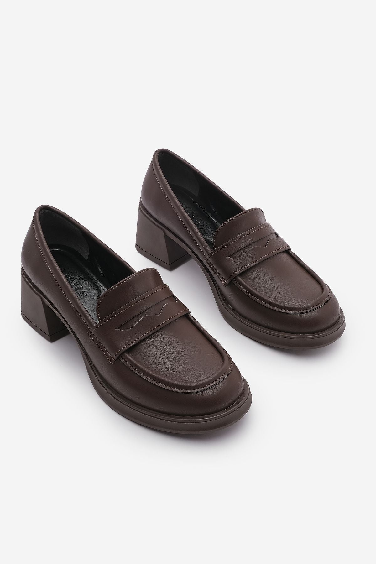 Woman Loafer Thick Heels Daily Shoes Seriz Coffee