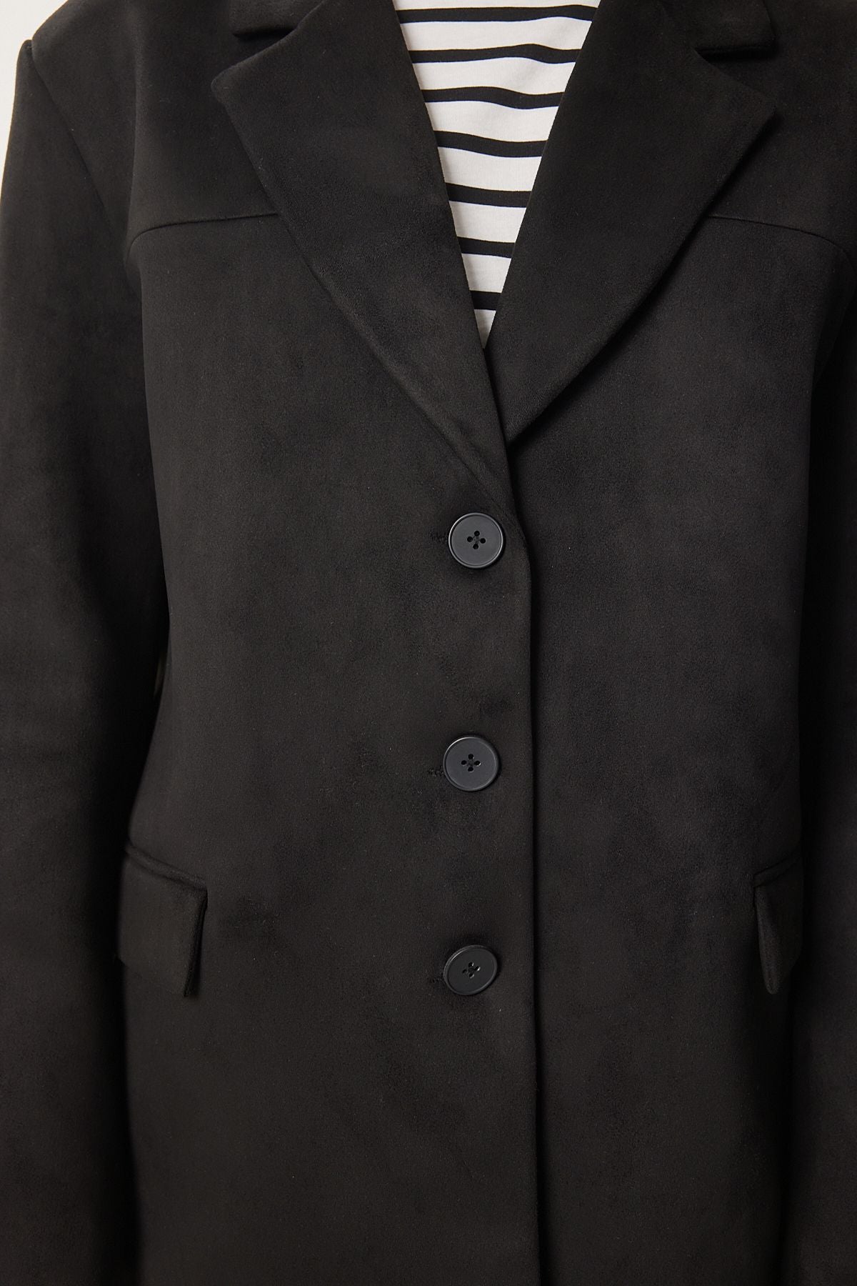 Female Black Premium Suede Blazer Jacket FN03443