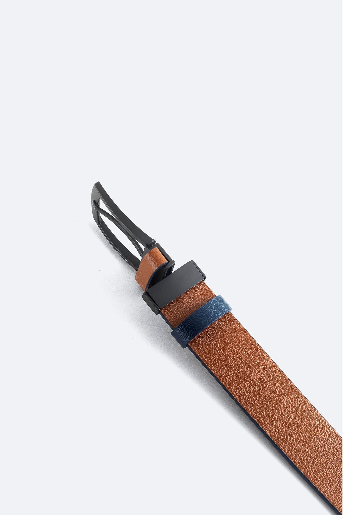 Men's Navy Blue-Taba 100 %Leather Double Sided Belt A32y9317